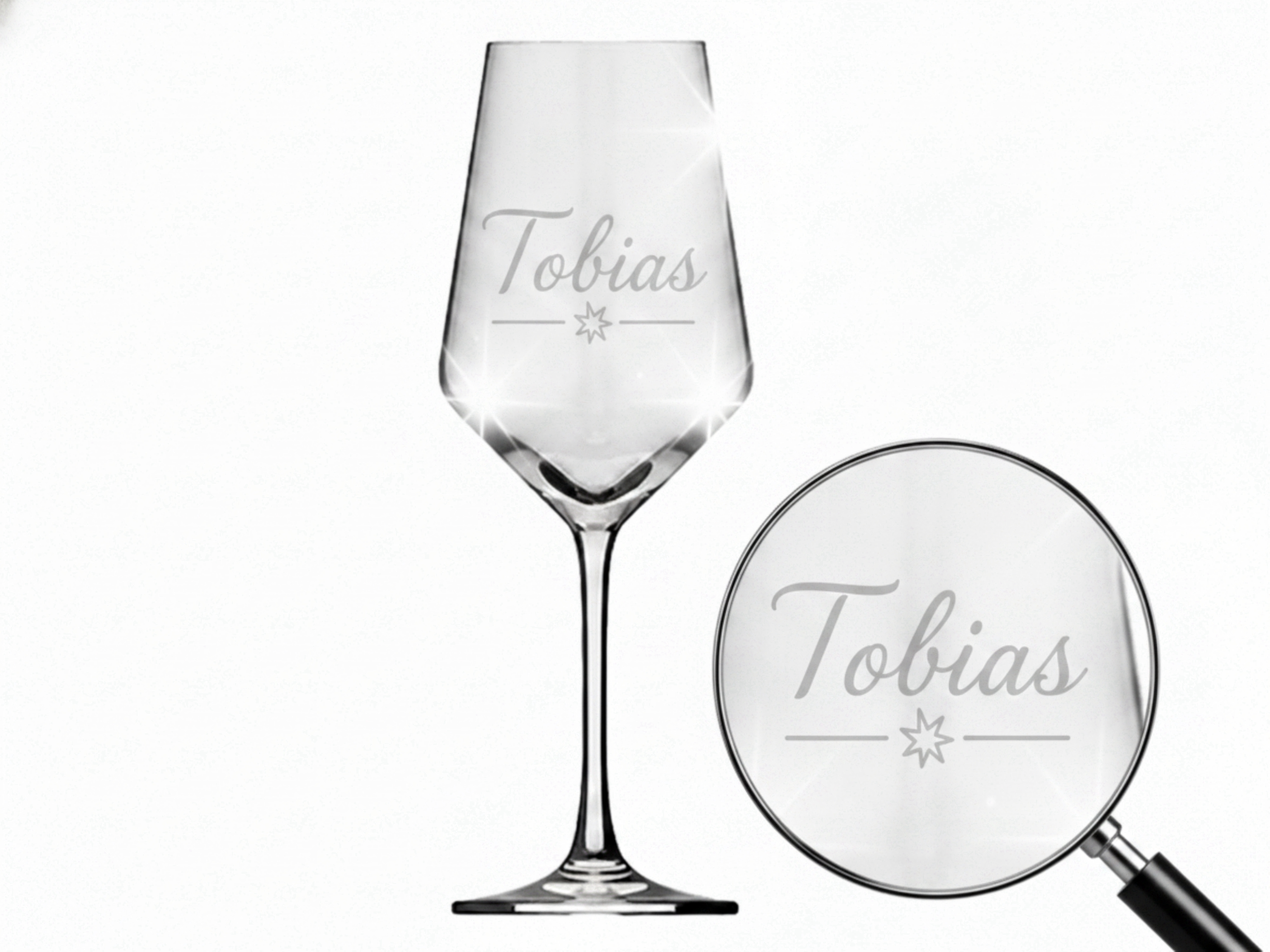 1x Weinglas Gravur Tobias Namensglas 350ml spülmaschinenfest stabil