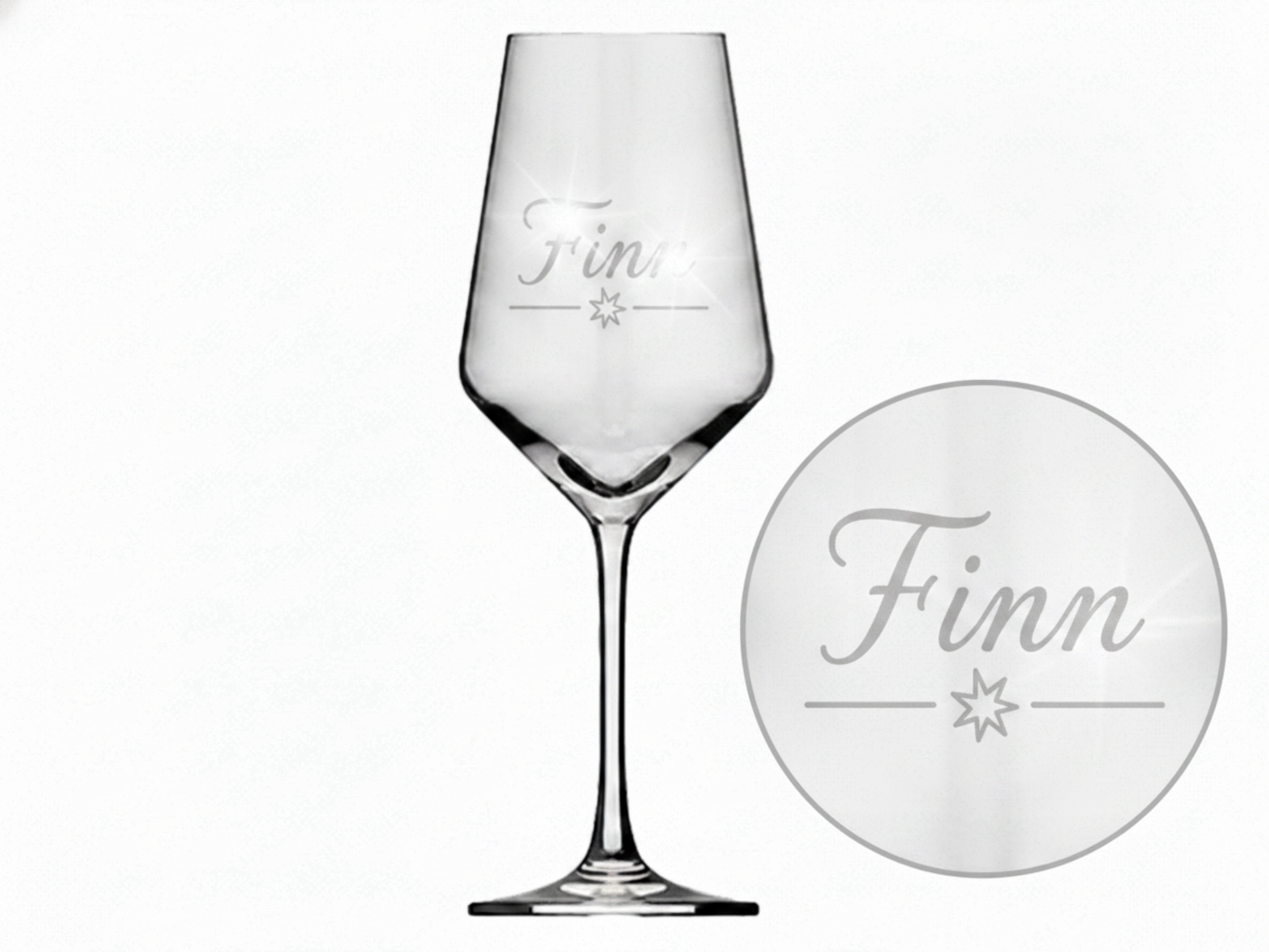 1x Weinglas Gravur Finn Namensglas 350ml spülmaschinenfest robust elegant