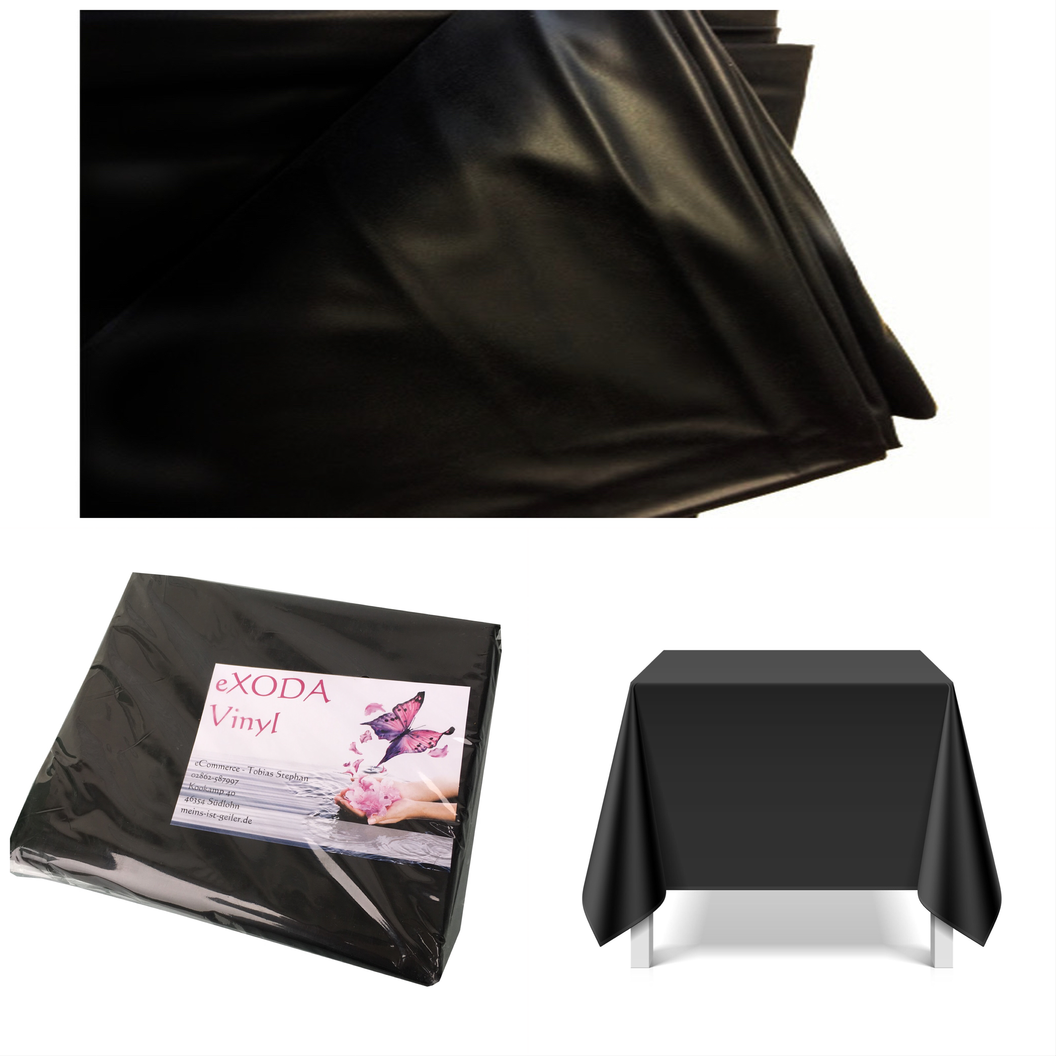 Tischdecke abwaschbar eckig Deko Vinyl schwarz 180x220cm wasserdicht pflegeleicht - Vorschau 5