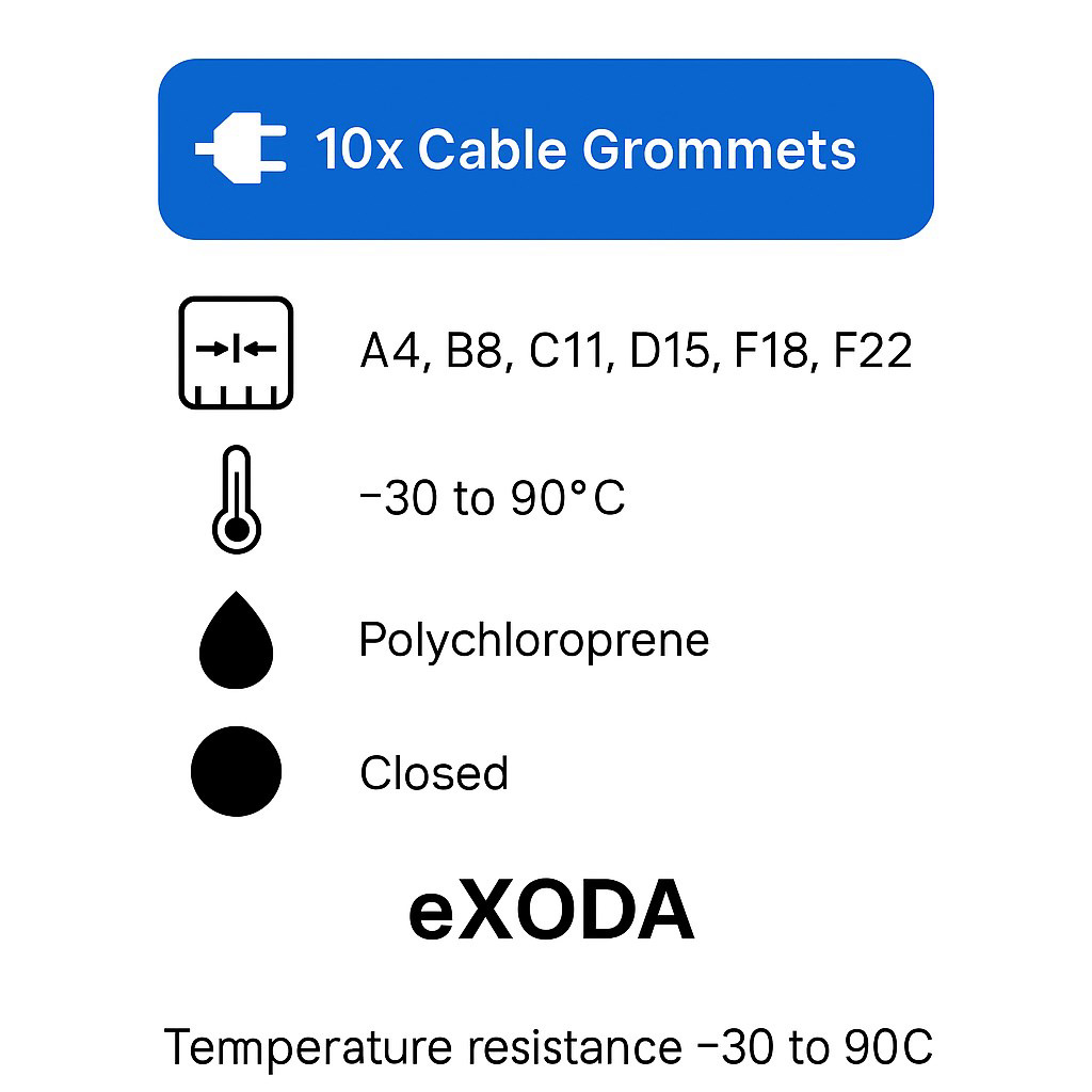 Kabeltülle 10x 4mm offen Membrandurchführung schwarz hitzebeständig 30 bis 90 Grad - Vorschau 6