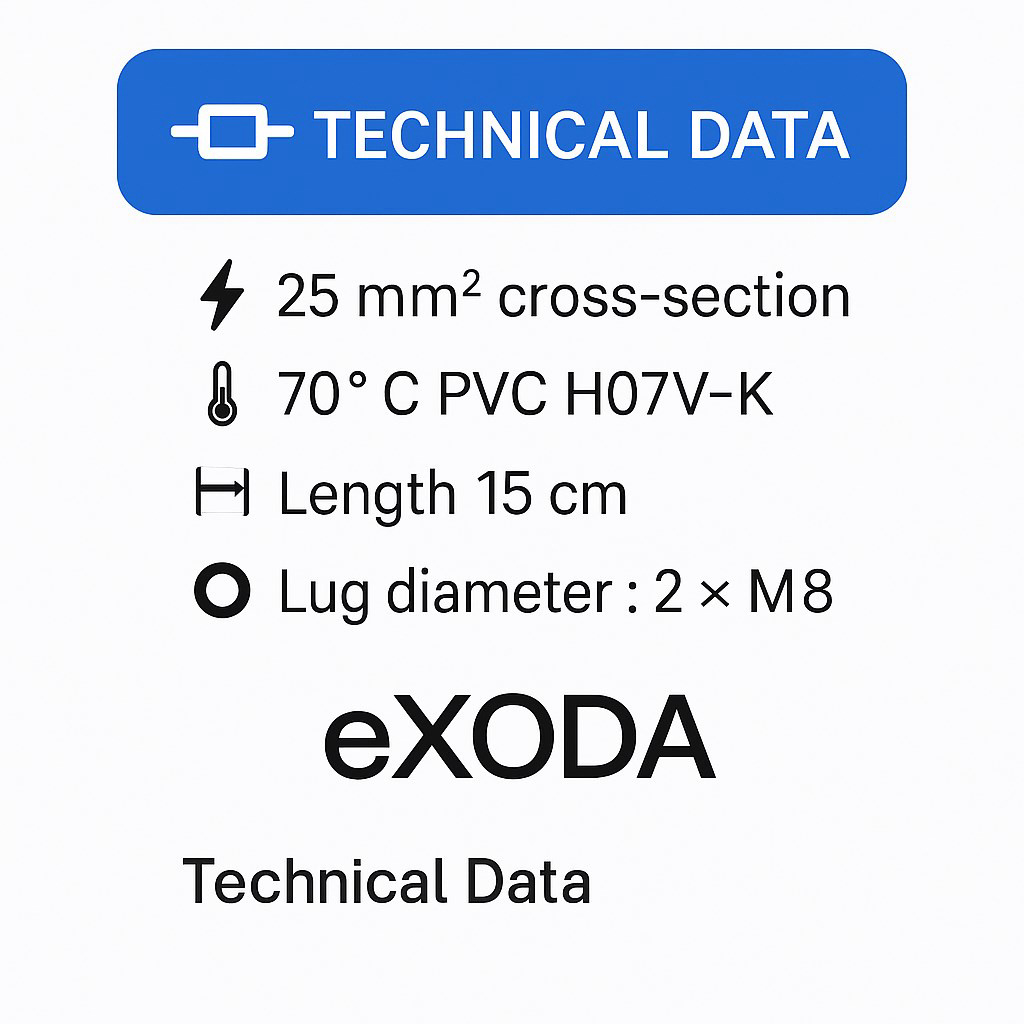 Batteriekabel 25 mm² 15cm M8 Kabelschuhe Schwarz für Autos Boote Motorräder hochqualitativ - Vorschau 6