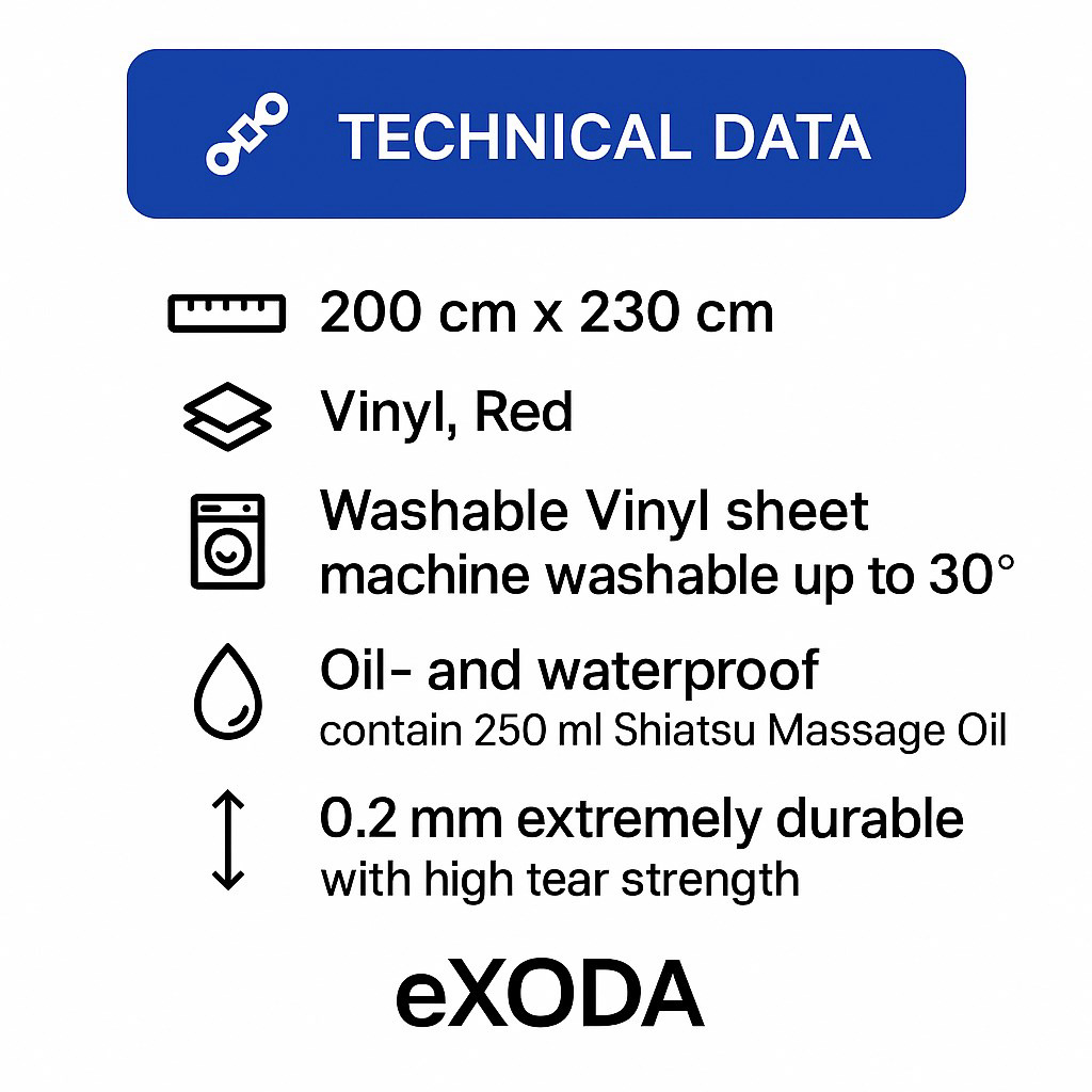 Sexlaken Rot 200x230 cm wasserdicht im Set mit 250 ml Massageöl für entspannende Momente - Vorschau 7