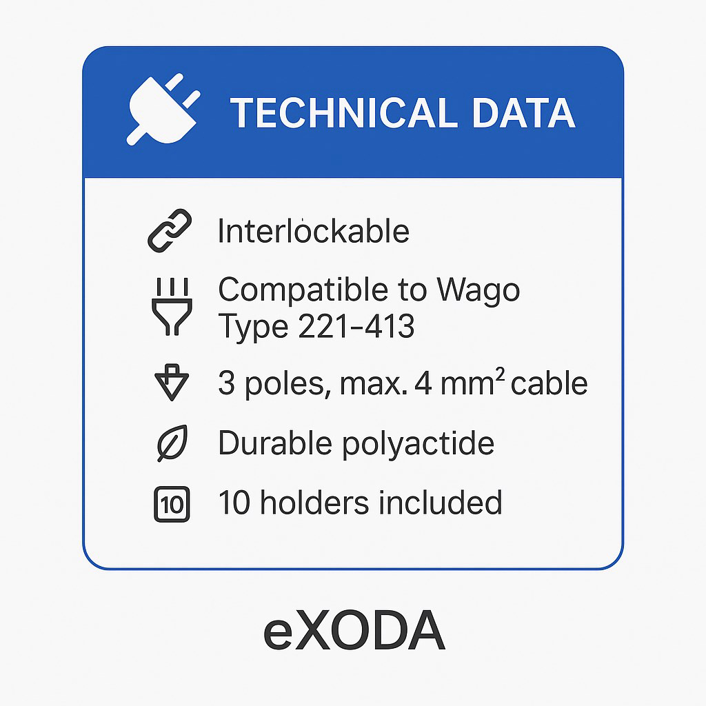 10x Halterung für Wago Typ 221 413 3polige Halterungen für 4mm2 Kabel - Vorschau 7