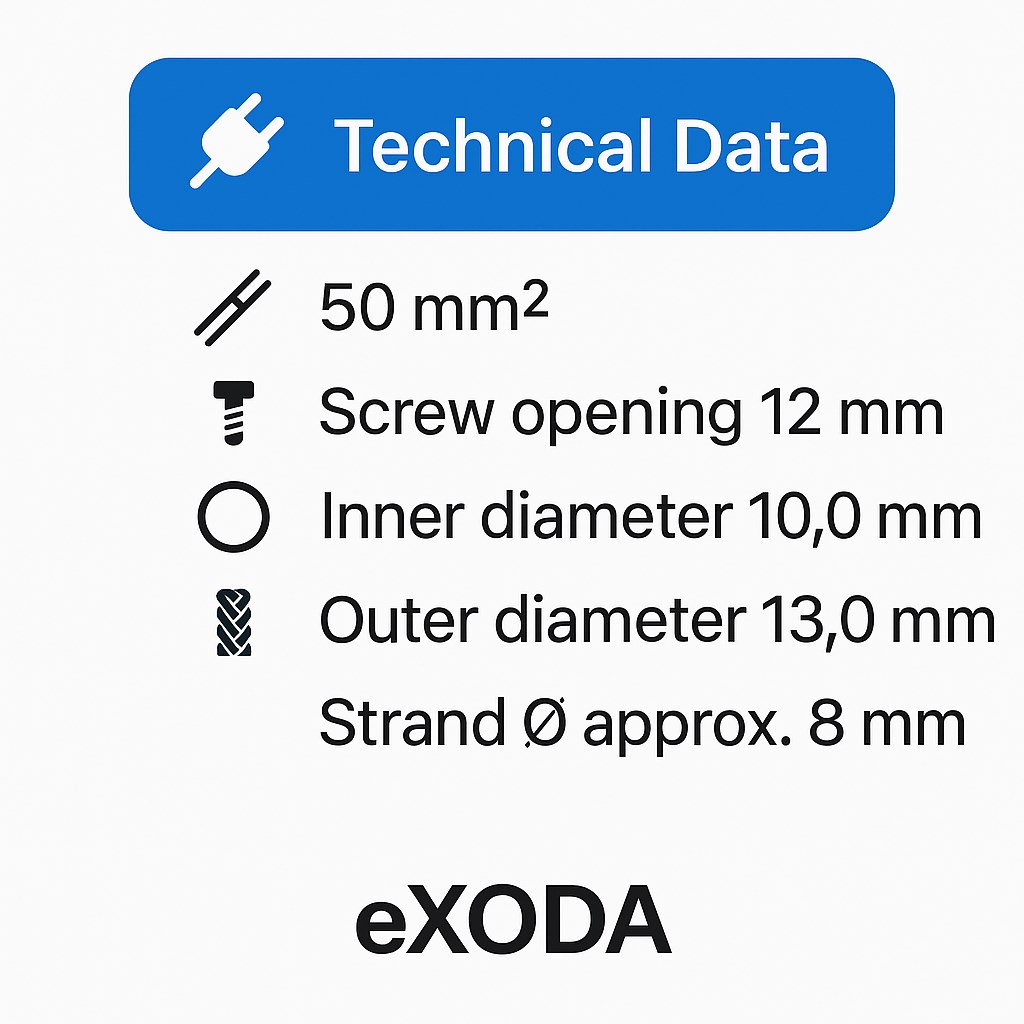 Kabelschuh 50mm2 M12 4x für Batteriekabel optimal für kupfergeflochtene Kabel 8mm - Vorschau 7