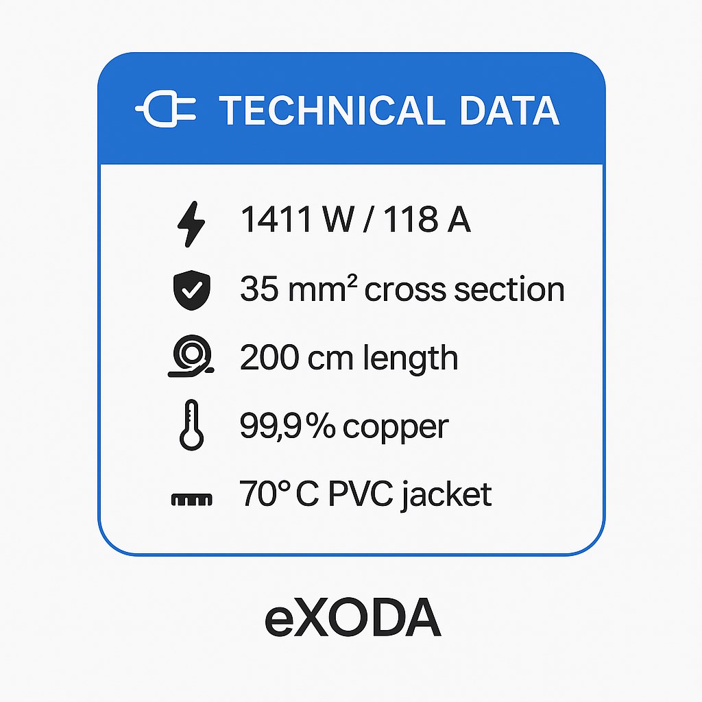 Exoda Batteriekabel Set 35 mm² 200 cm mit M8 Kabelschuhen Rot Schwarz für Auto Boot Motorrad - Vorschau 7