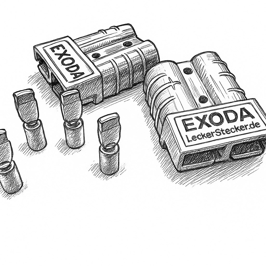 50A Batterie Stecker 4-6 mm2 grau Set für Gabelstapler Kabel mit versilberten Kontakten - Vorschau 7