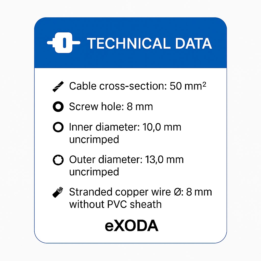 Kabelschuh 50mm2 M8 20x robust und zuverlässig für optimale elektrische Verbindungen - Vorschau 7