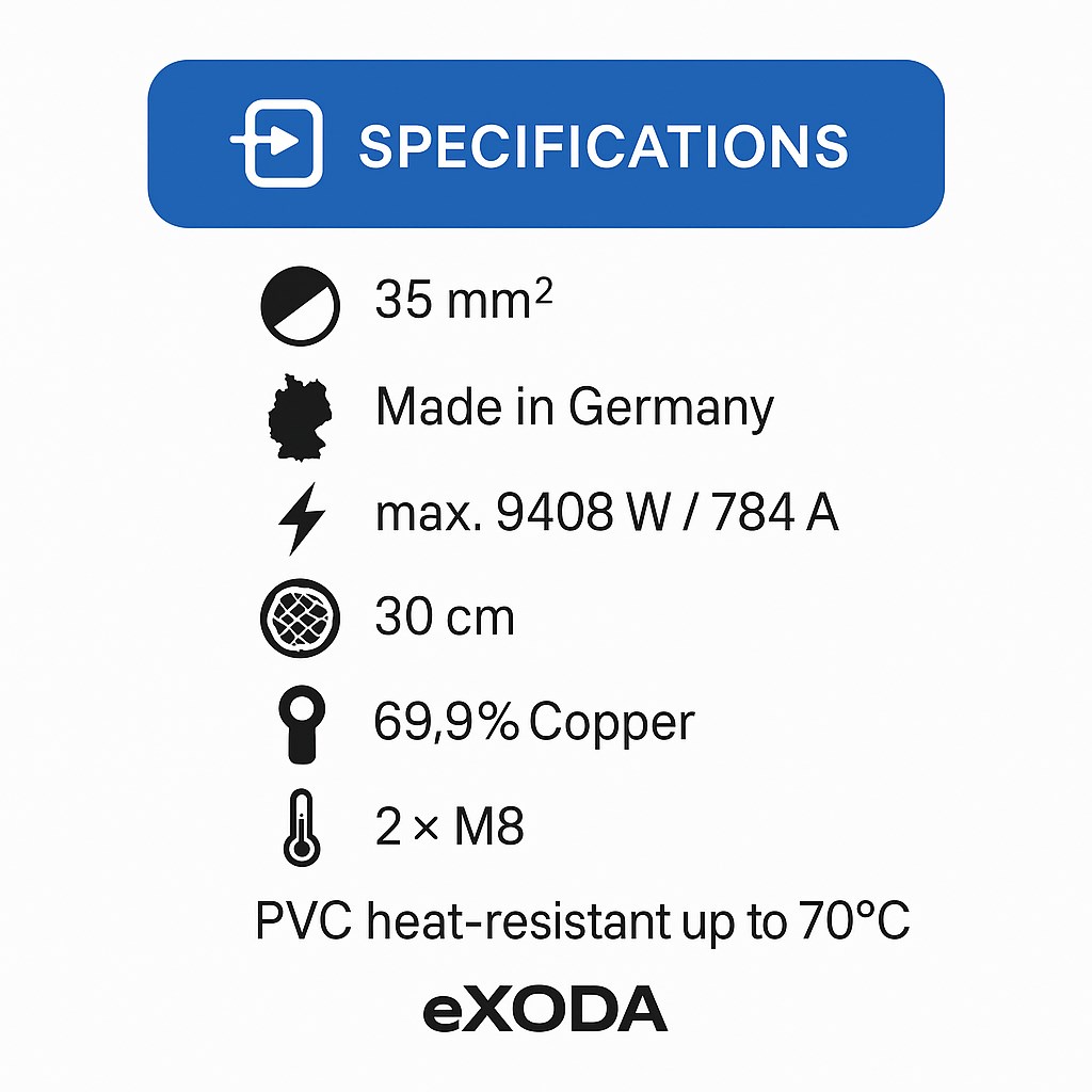 35 mm² flexibles Batteriekabel 30cm M8 Schwarz für Auto Boot Motorrad hohe Qualität 99 Prozent Kupfer - Vorschau 7