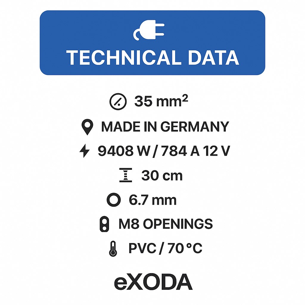 Batteriekabel 35 mm² 30cm mit Kabelschuhen M8 Rot - hochwertig für Auto Boot Motorrad - Vorschau 7
