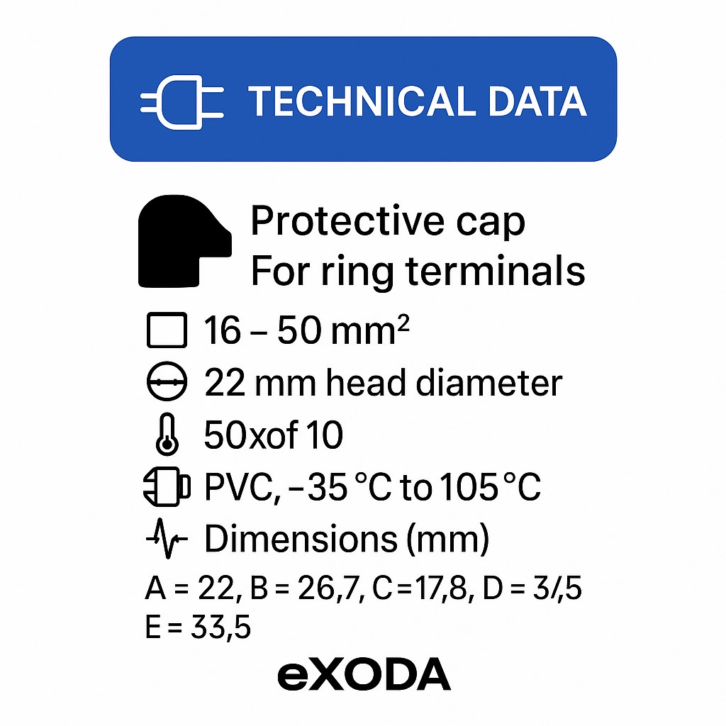 Polschutzkappe für Kabel 16 bis 50 mm² 10x 22mm temperaturbeständig von -35 bis 105 Grad - Vorschau 7