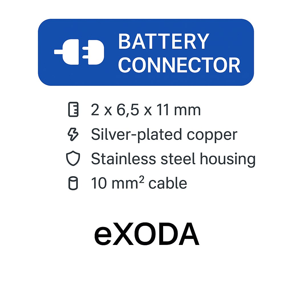 Batterie Stecker 50A 10 mm2 Kabel 50 cm Rot Schwarz M6 versilberte Kontakte Edelstahlgehäuse - Vorschau 7