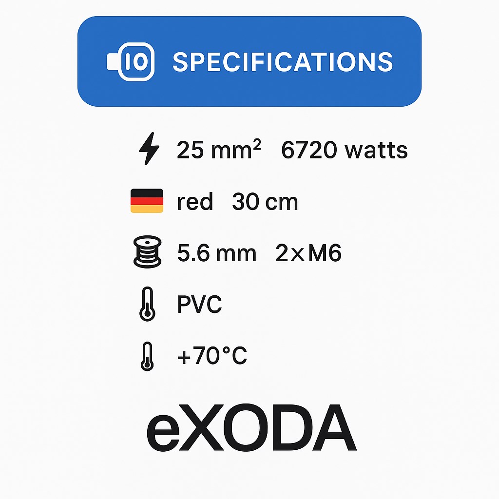 Batteriekabel 25 mm² 30cm mit M6 Kabelschuhen Rot flexibel hochwertig für Auto Boot Motorrad - Vorschau 7
