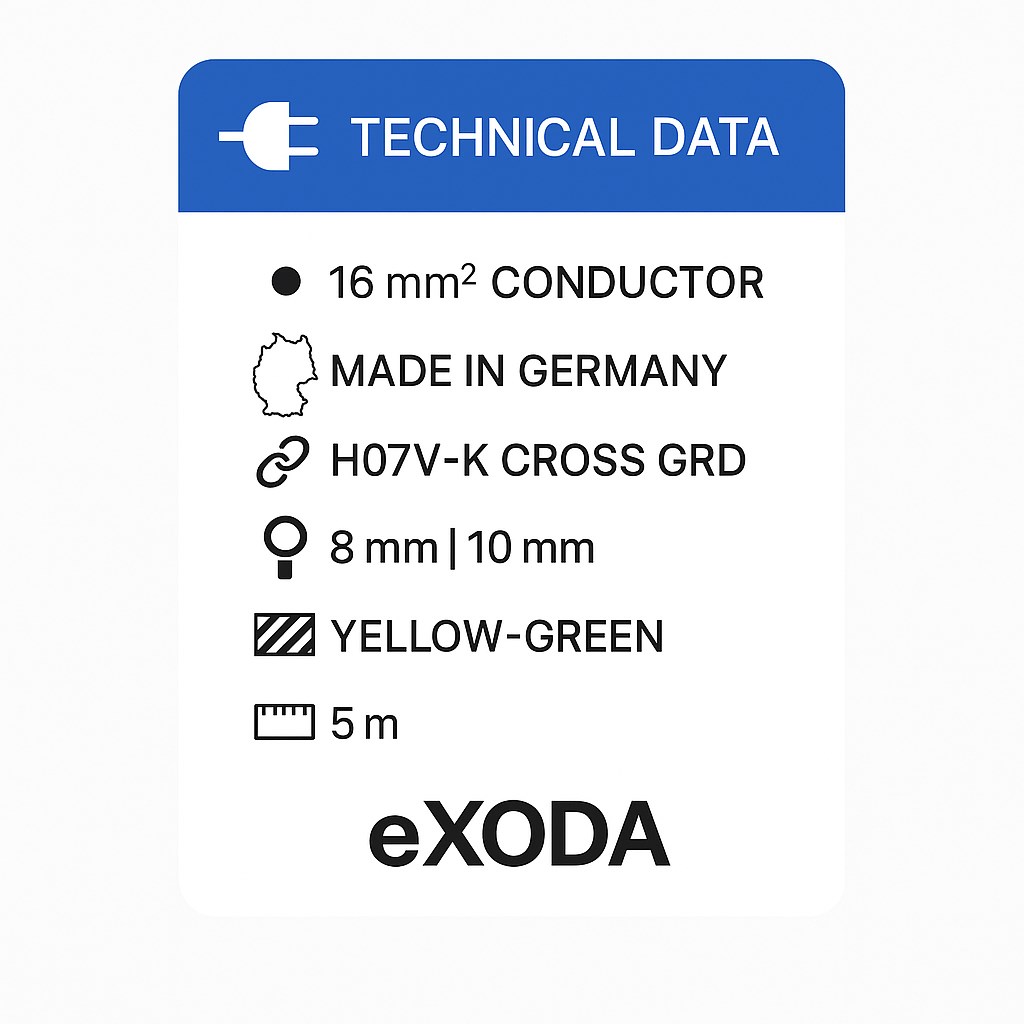Exoda Batteriekabel 16 mm² 5m mit M10 M8 Kabelschuhen Grün/Gelb für Auto Boot Motorrad - Vorschau 7