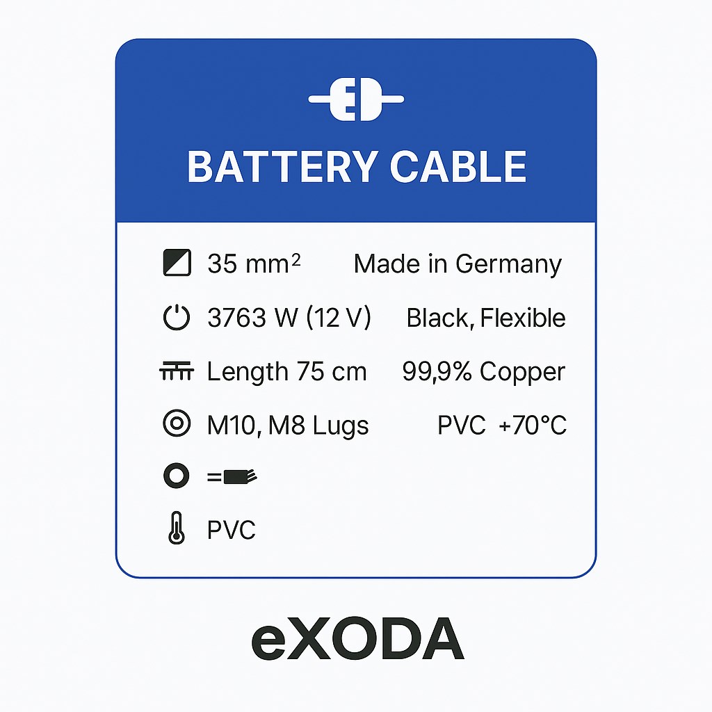 Batteriekabel 35 mm² 75cm mit M10 und M8 Schwarz für Auto Motorrad Boot flexibel 99 Prozent Kupfer - Vorschau 7