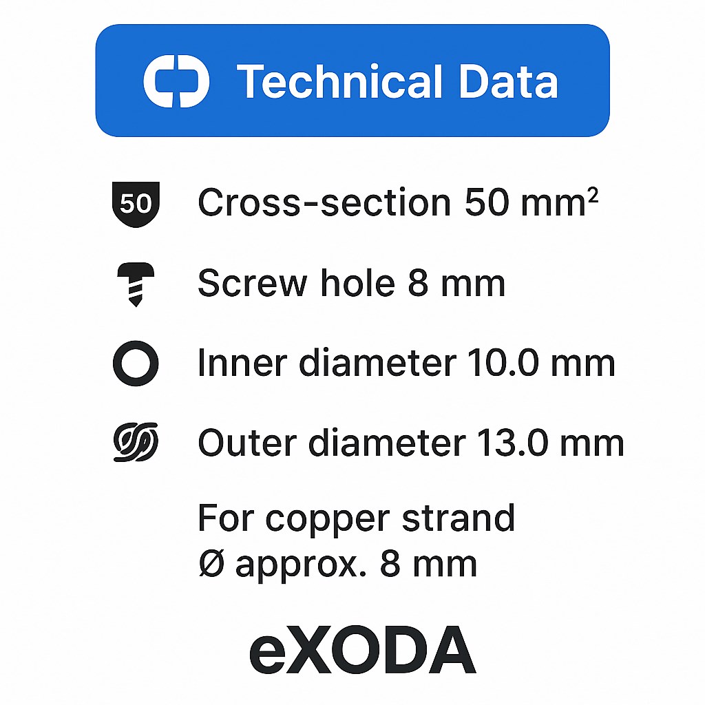 4x Kabelschuh 50mm² M8 für Batteriekabel optimale Kupferverbindungen ohne PVC Mantel - Vorschau 7