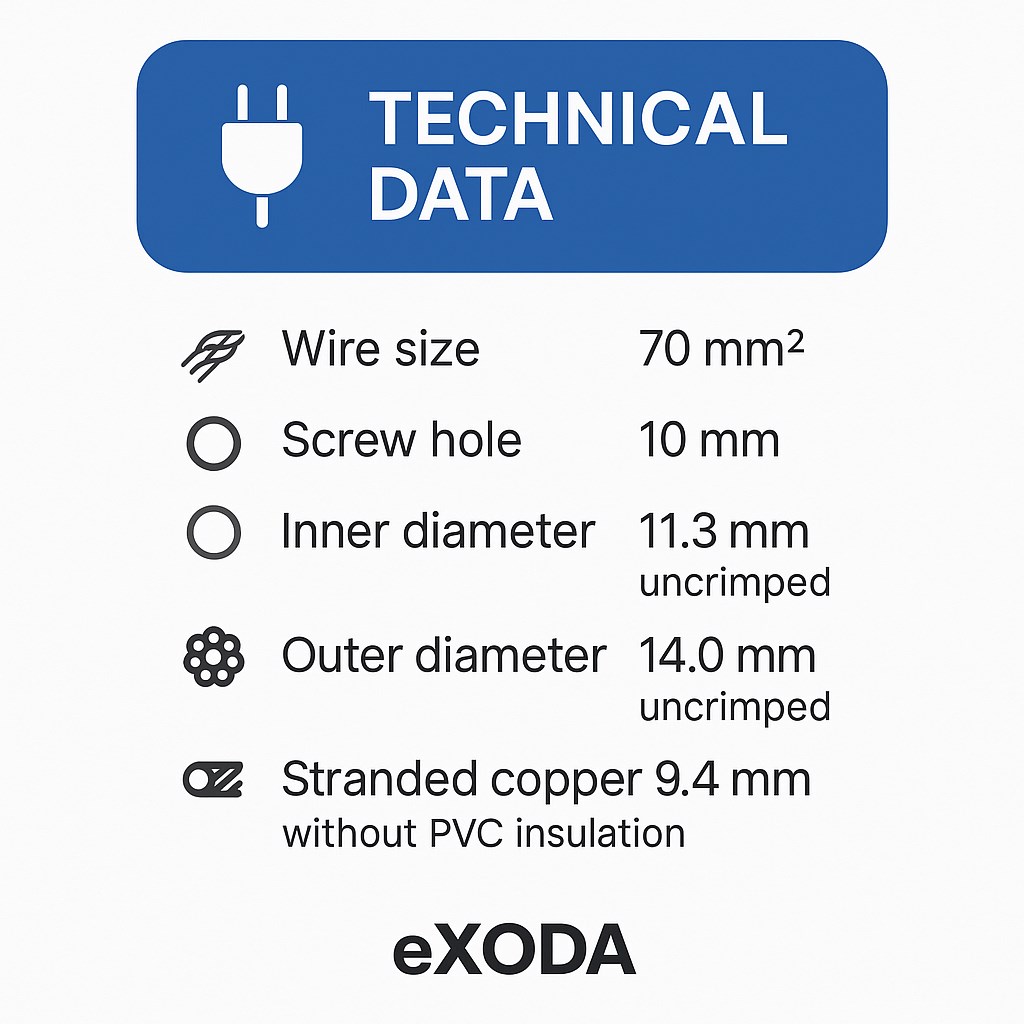 Kabelschuh 70mm2 M10 4x für Batteriekabel - robustes Verbindungselement für Fahrzeugtechnik und Industrie - Vorschau 7