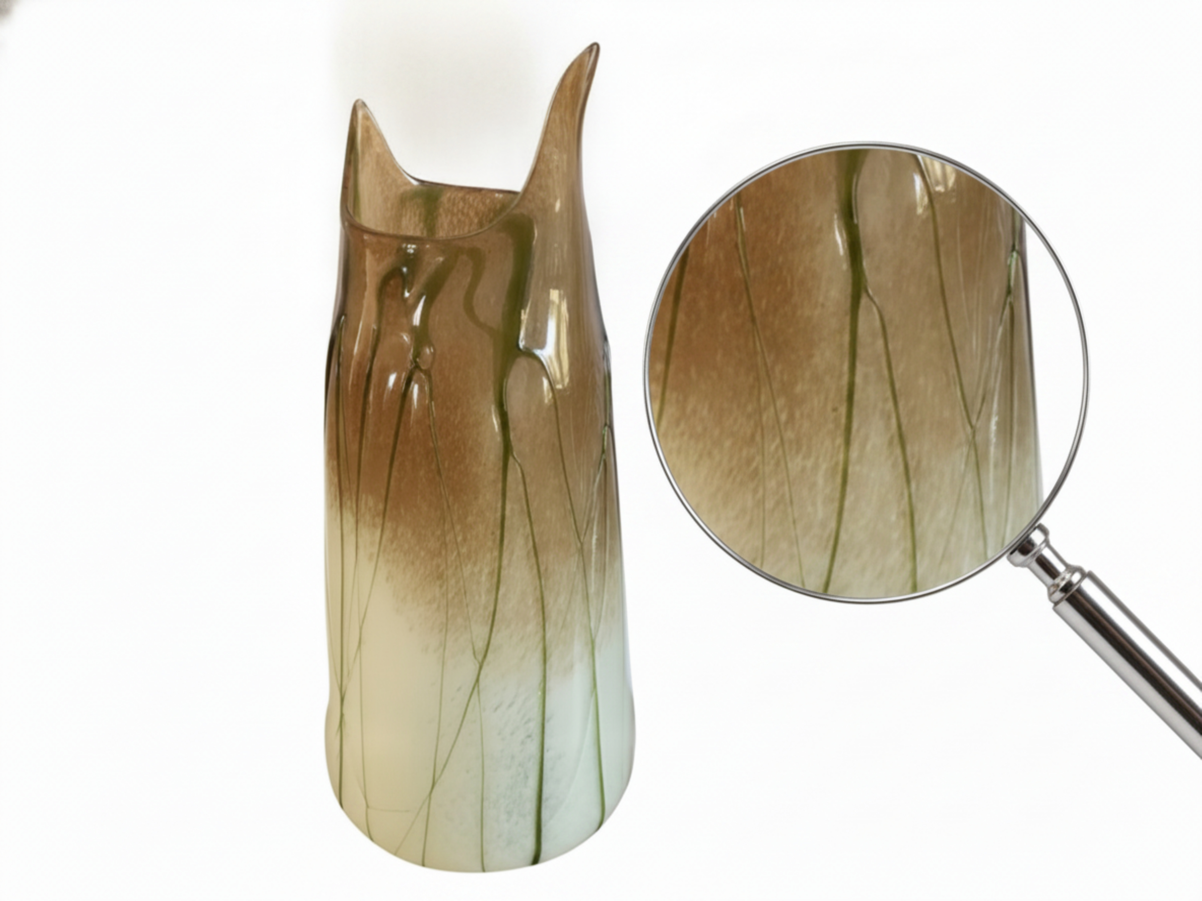 Vase Glas groß Selva Verde massiv grün und beige braun 44cm von Gilde - Vorschau 4