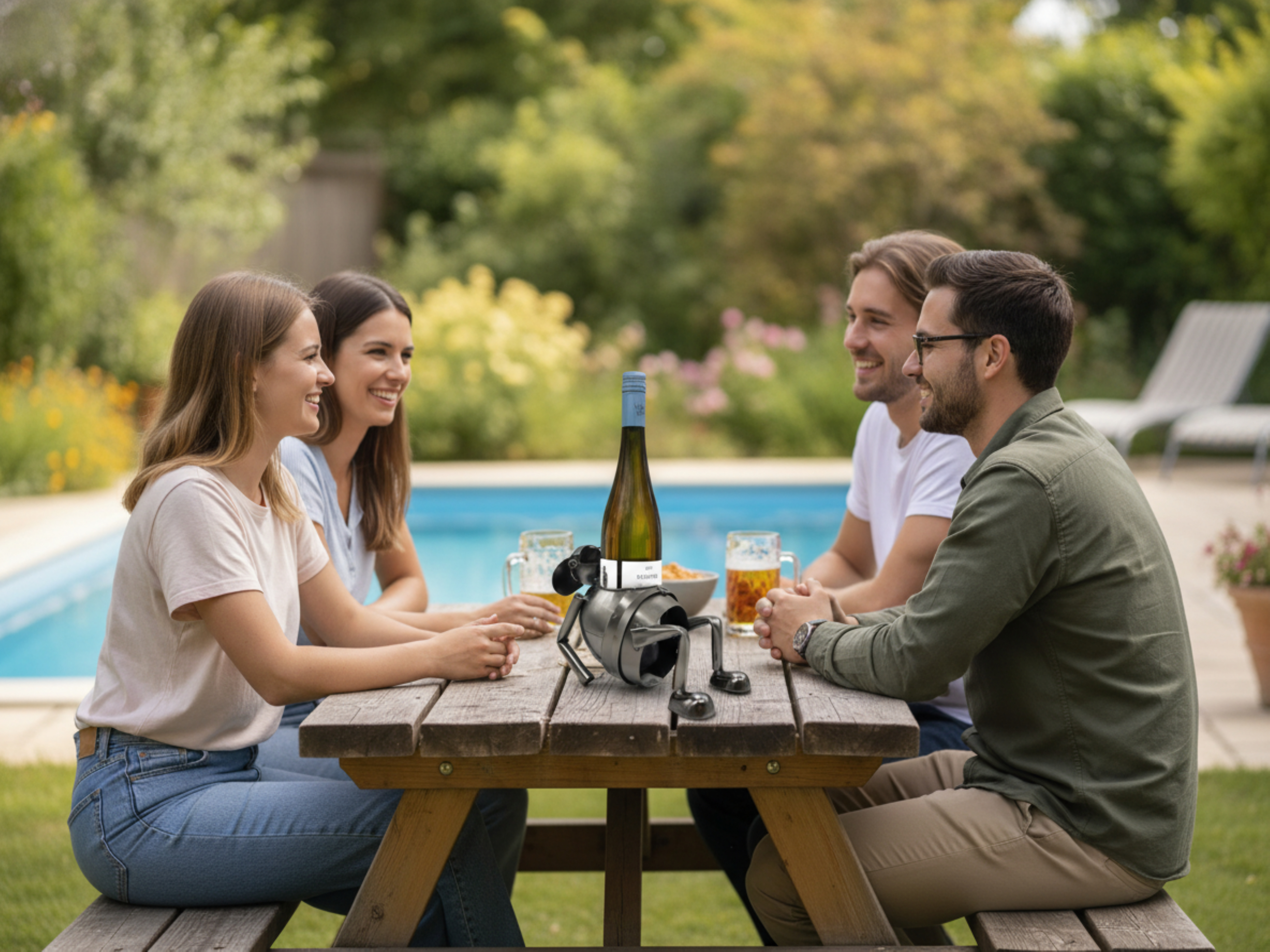 Flaschenhalter Wein und Bier Metall mit Öffner für Kronkorken - Vorschau 6