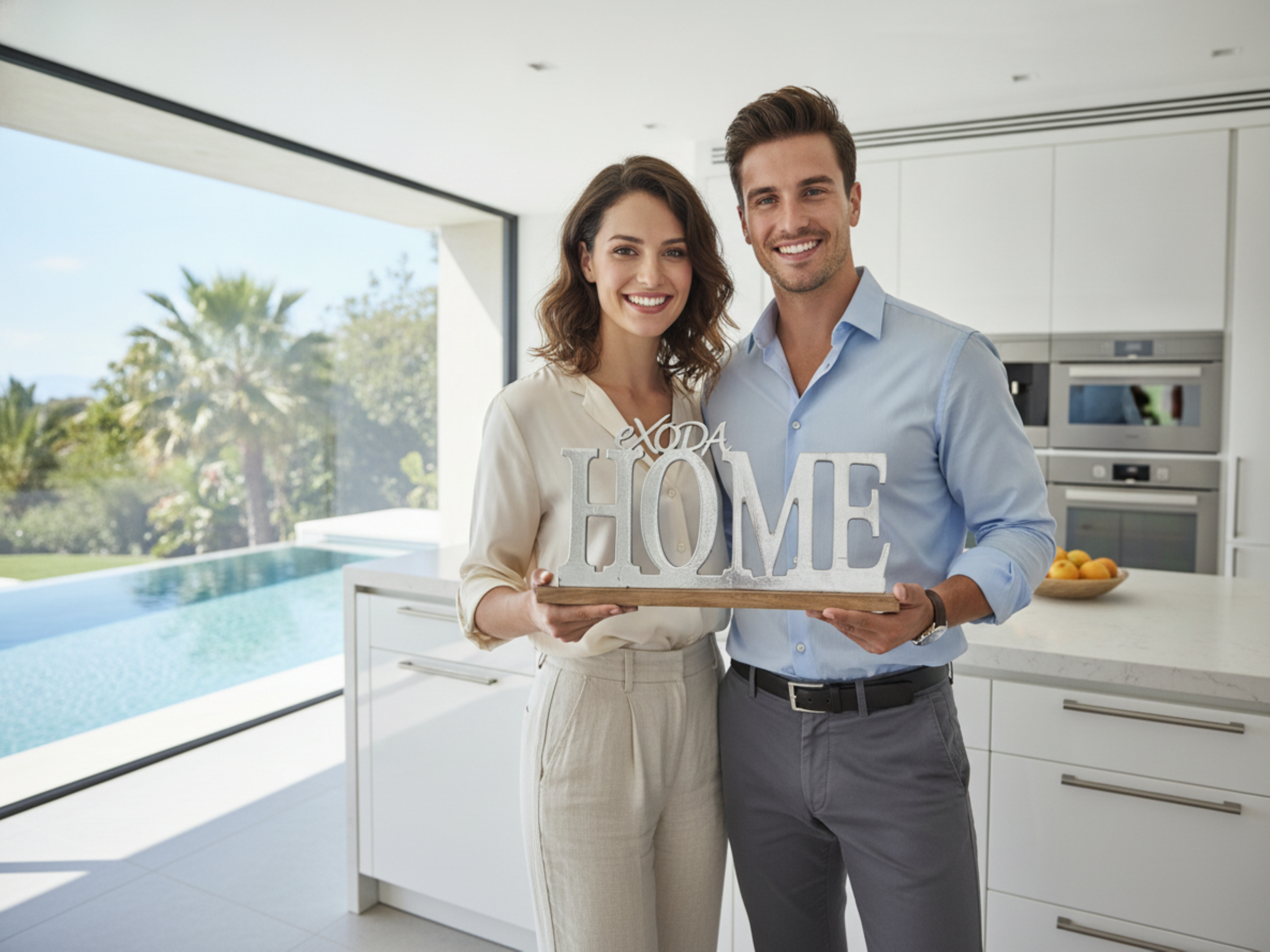 Schriftzug Home Aluminium auf Mangoholz Sockel Deko Design - Vorschau 8