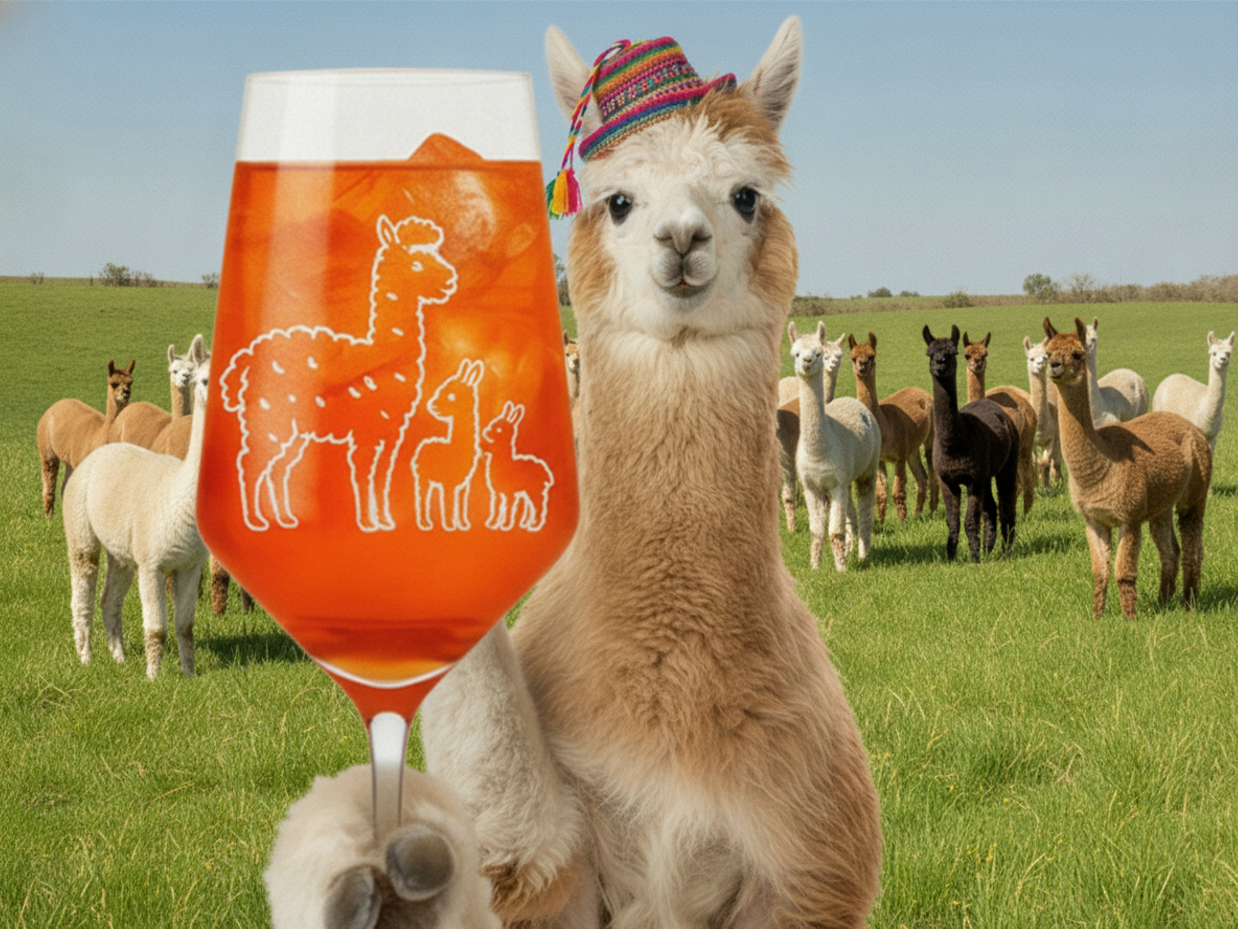Süsses Weinglas mit Alpakas spülmaschinenfest für Wein Saft Cocktails ideal verpackt - Vorschau 7