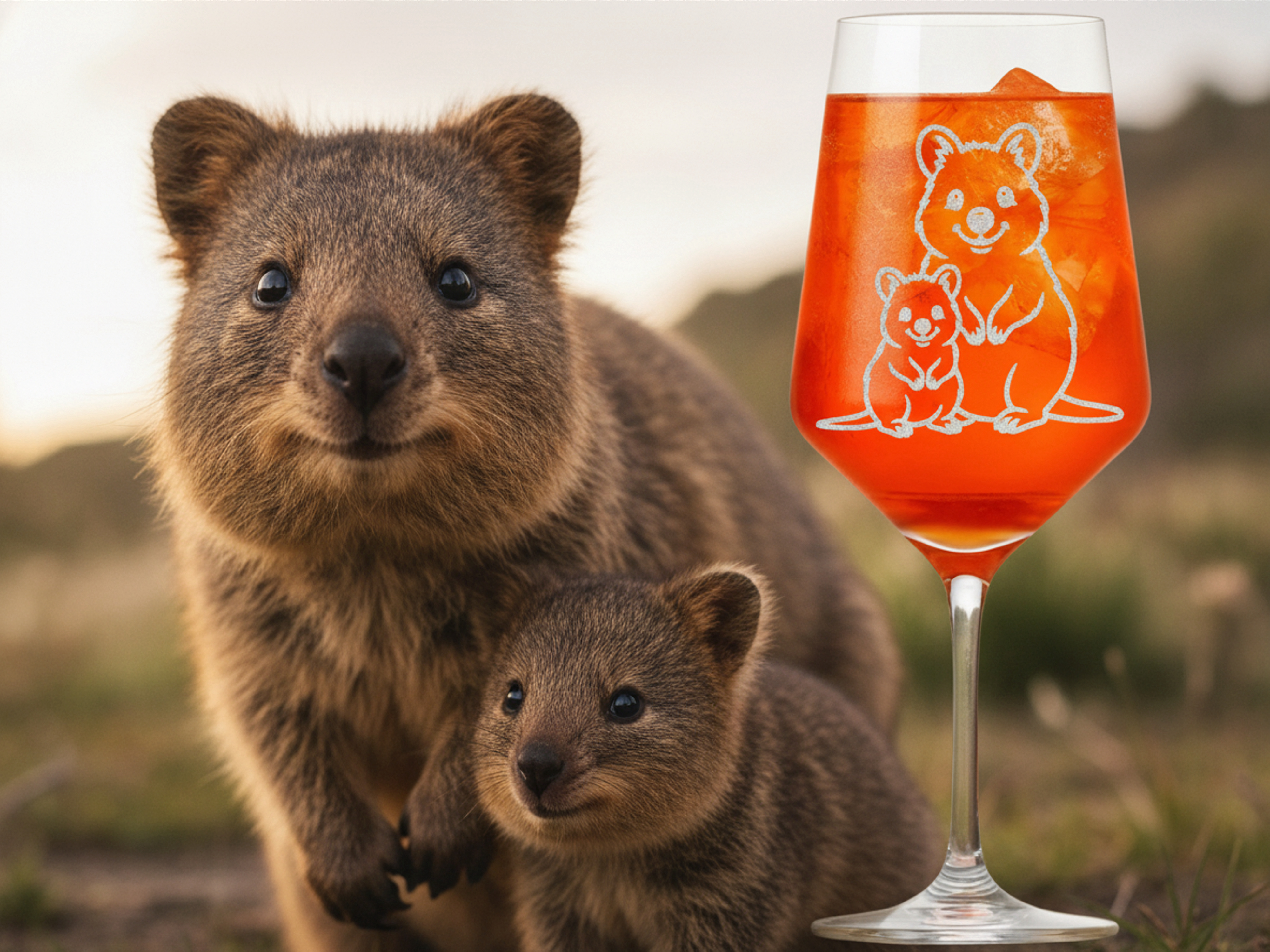 Valhalla Weinglas Quokka mit Baby spülmaschinenfest 350ml Design für Weingenießer - Vorschau 2