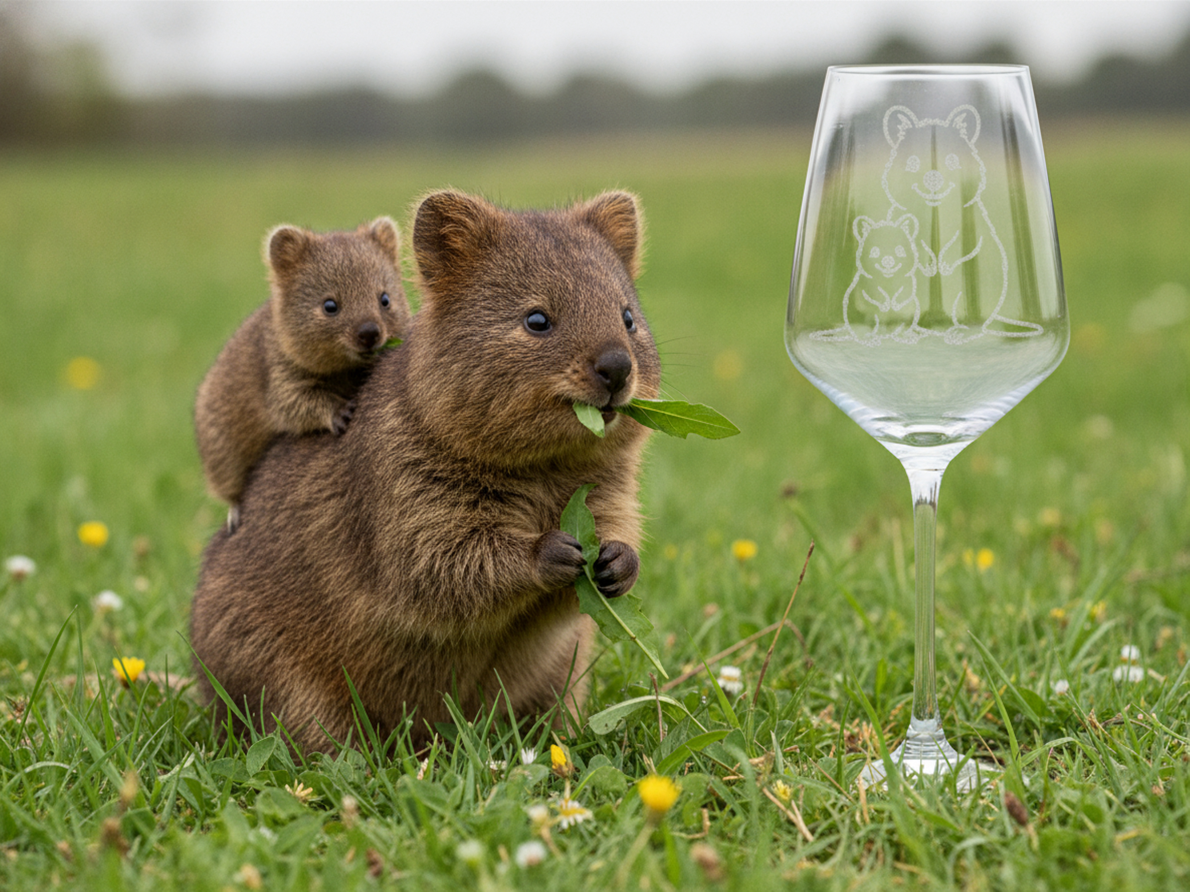 Valhalla Weinglas Quokka mit Baby spülmaschinenfest 350ml Design für Weingenießer - Vorschau 13