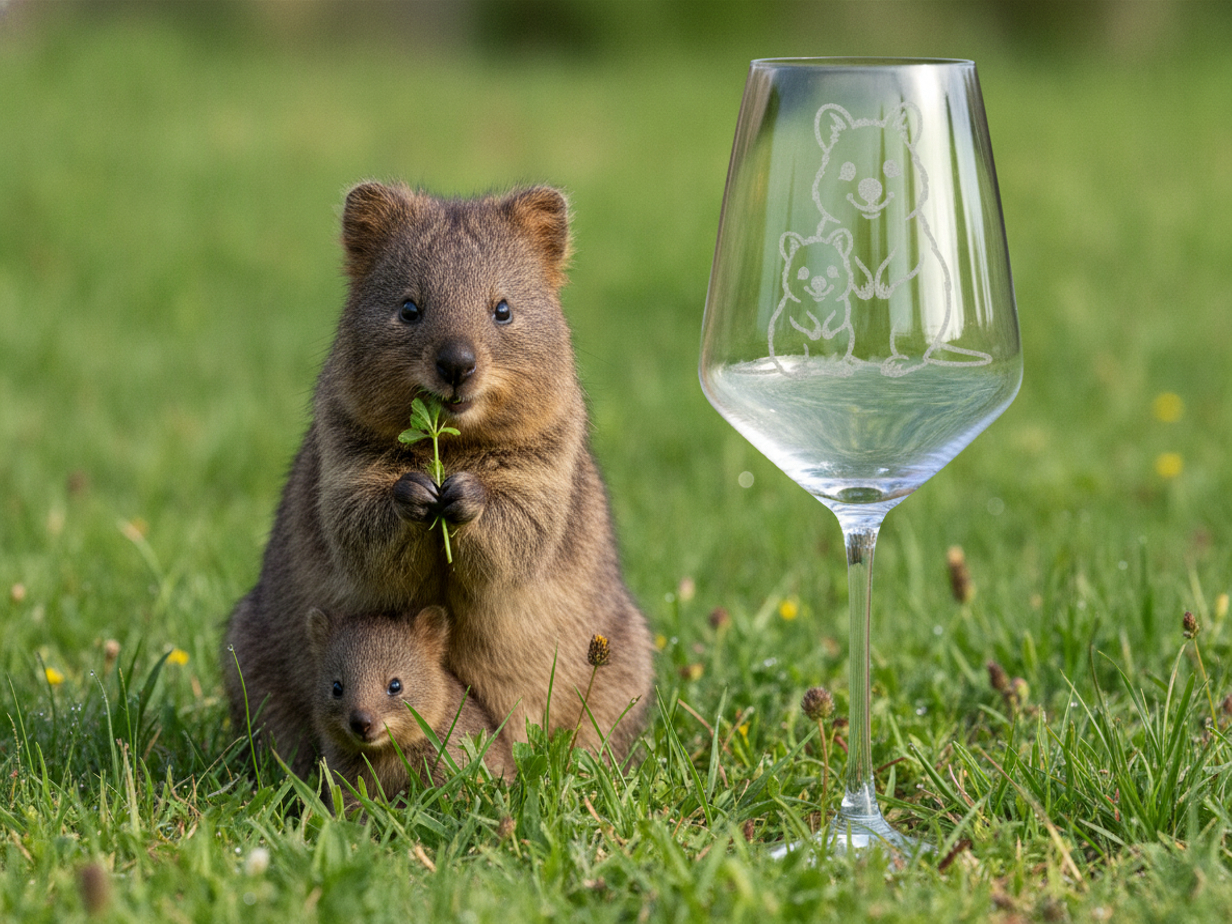 Valhalla Weinglas Quokka mit Baby spülmaschinenfest 350ml Design für Weingenießer - Vorschau 14