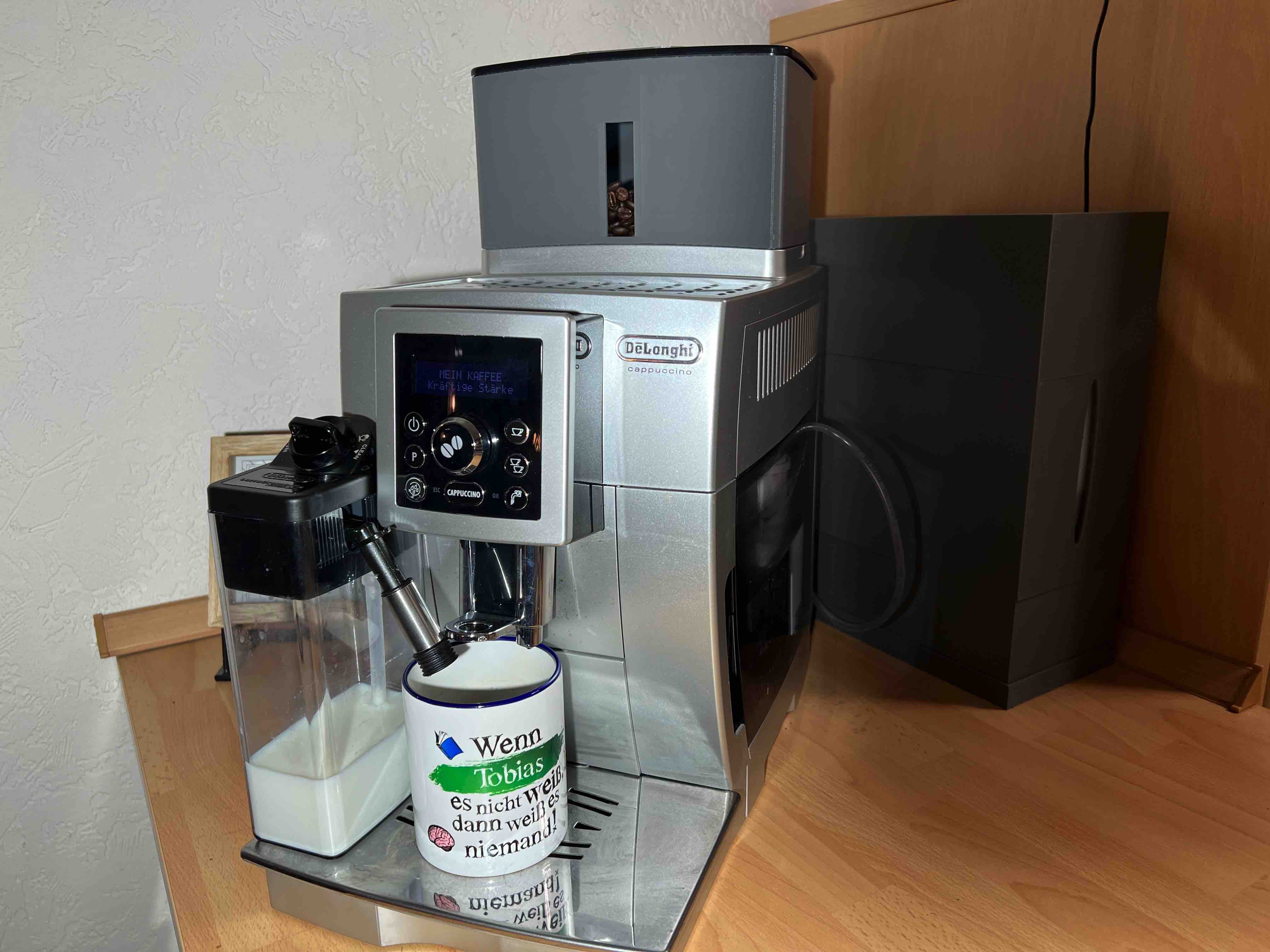 Bohnenbehälter Weiss Maxi Erweiterung mit Sichtglas für DeLonghi Cappuccino und Magnifica S - Vorschau 3
