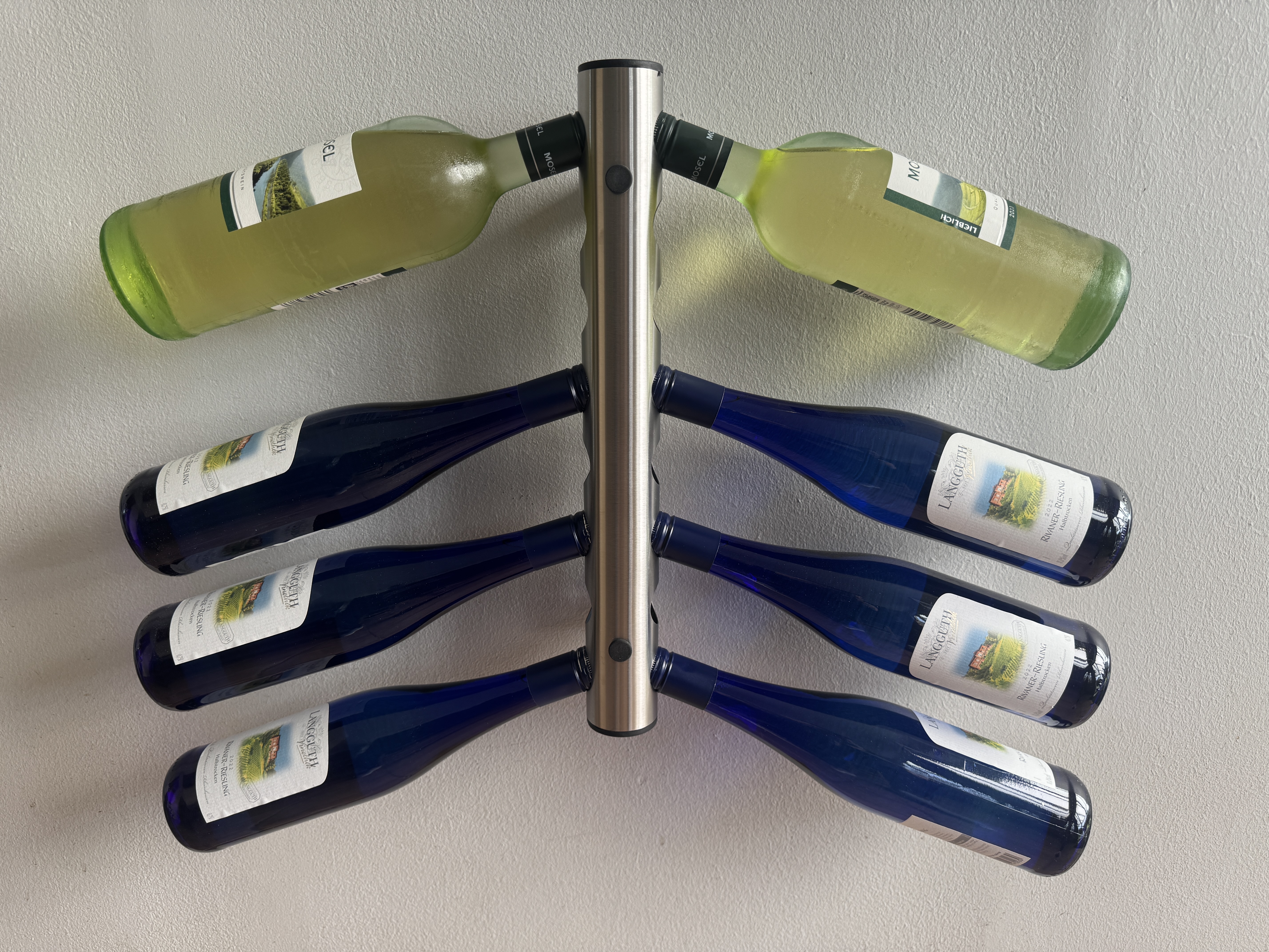 Weinregal Metall Wandmontage für bis zu 12 Flaschen aus Edelstahl in Schwarz oder Grau - Vorschau 6