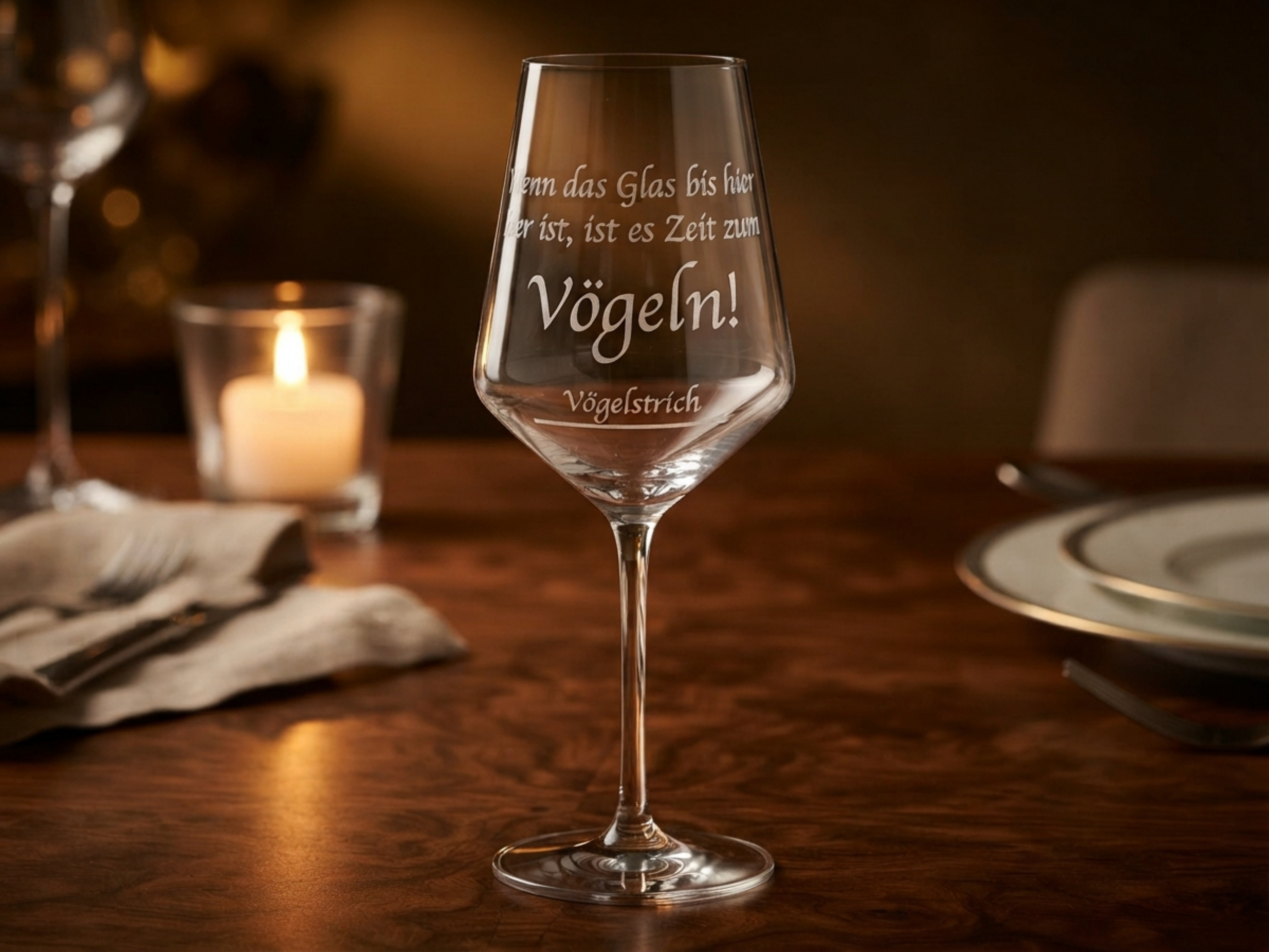 Weinglas mit graviertem Spruch Zeit zum Vögeln spülmaschinenfest für Weinliebhaber