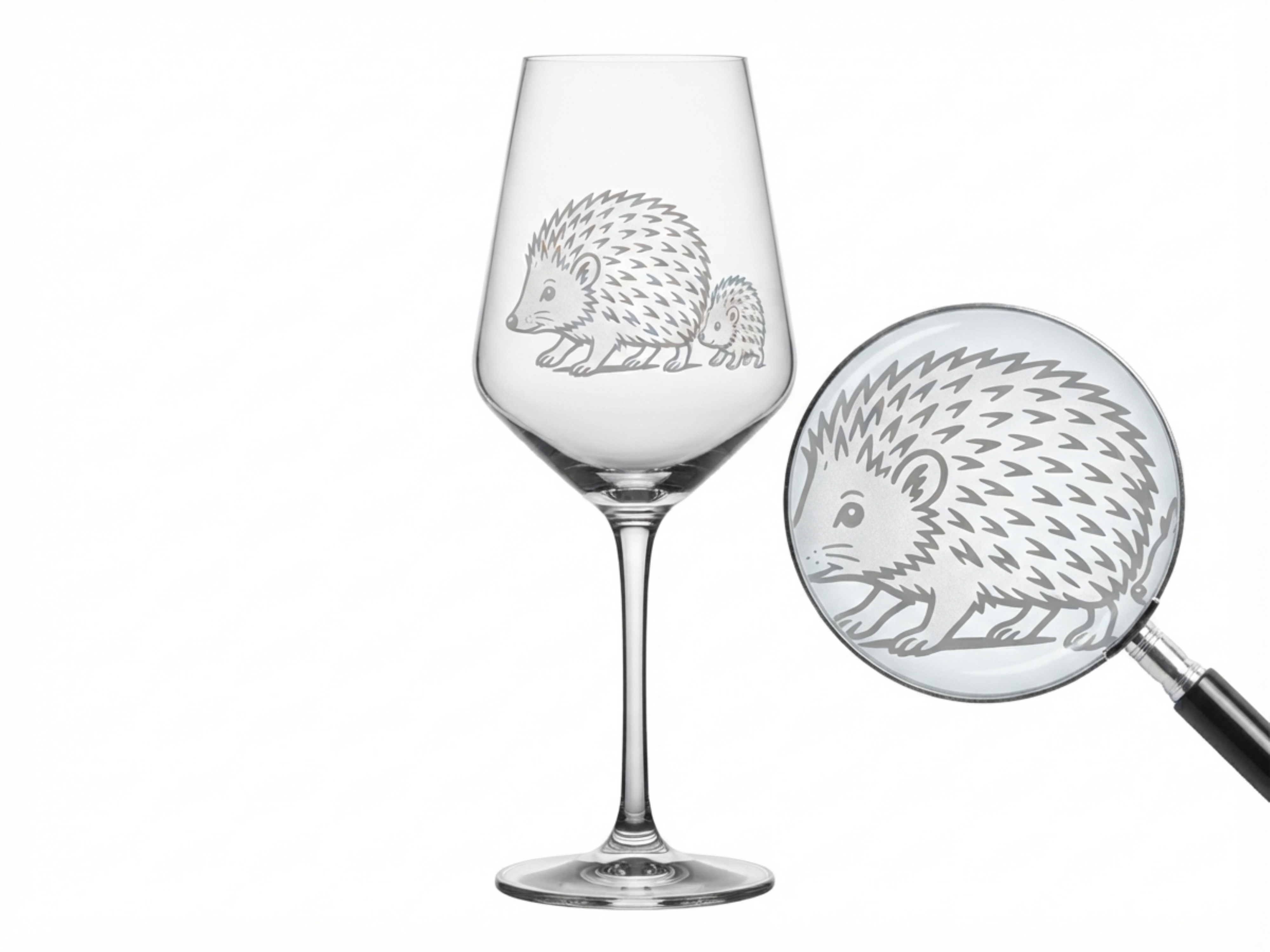 Weinglas Igel mit Igelkind spülmaschinenfest 21 cm 350 ml für Weinliebhaber tierfreundlich