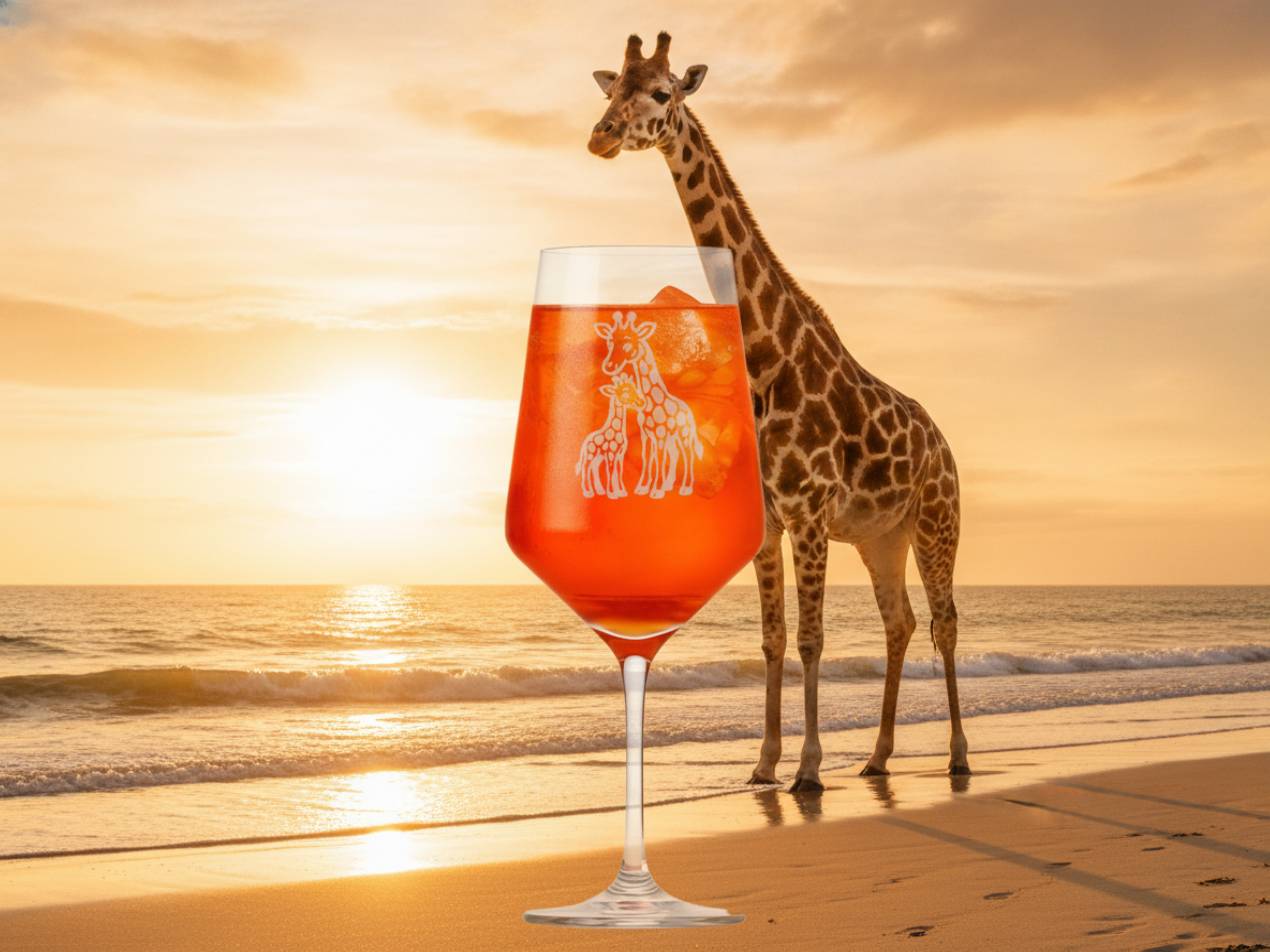 Weinglas Gravur Giraffe mit Baby einzigartiges Design für Tierliebhaber ideales Geschenk - Vorschau 4