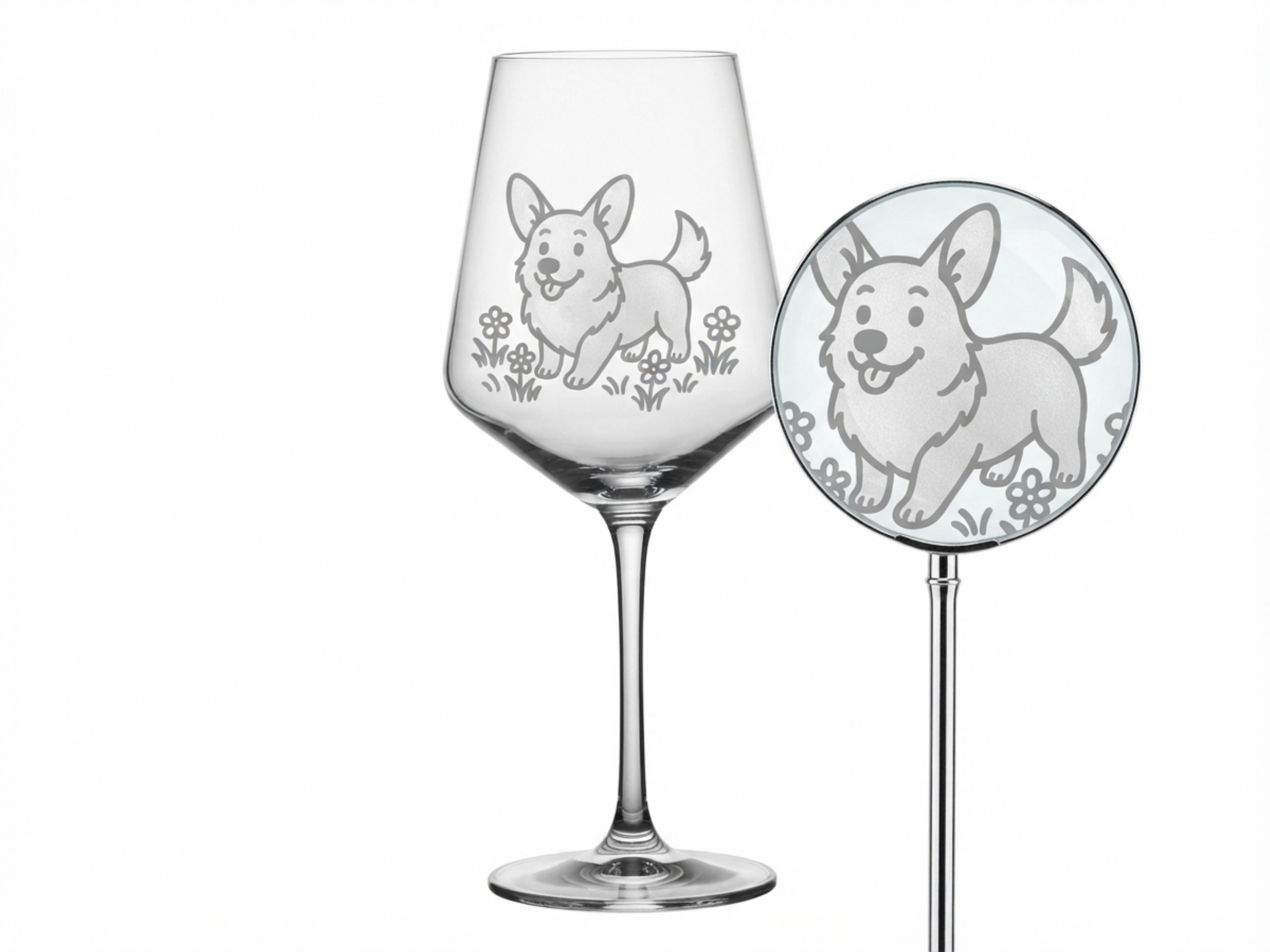Corgi Weinglas graviert spülmaschinenfest 350 ml charmantes Design für jeden Anlass