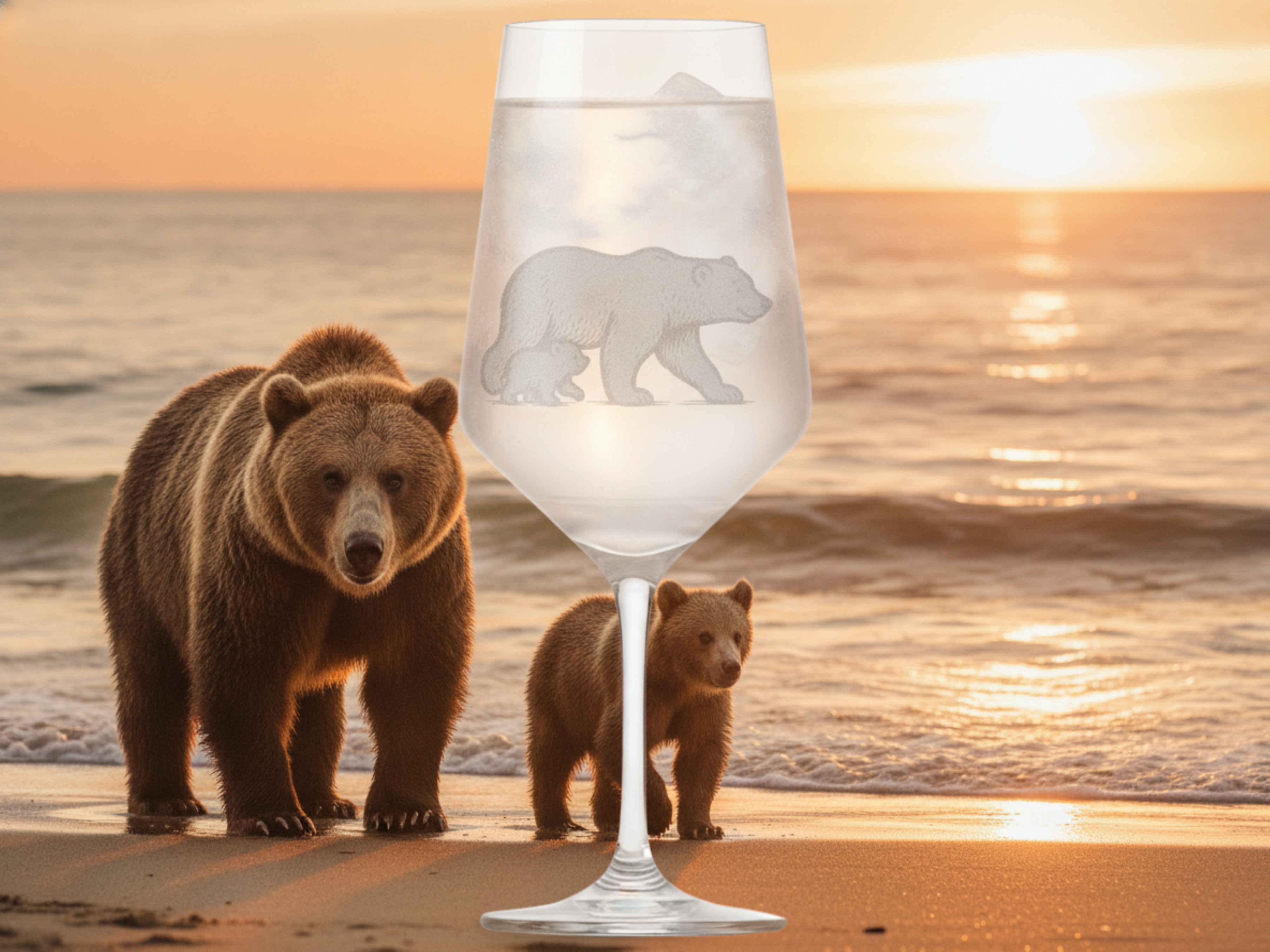 Weinglas Gravur Eisbär mit Baby 350ml elegant für besondere Anlässe und Genussmomente - Vorschau 4