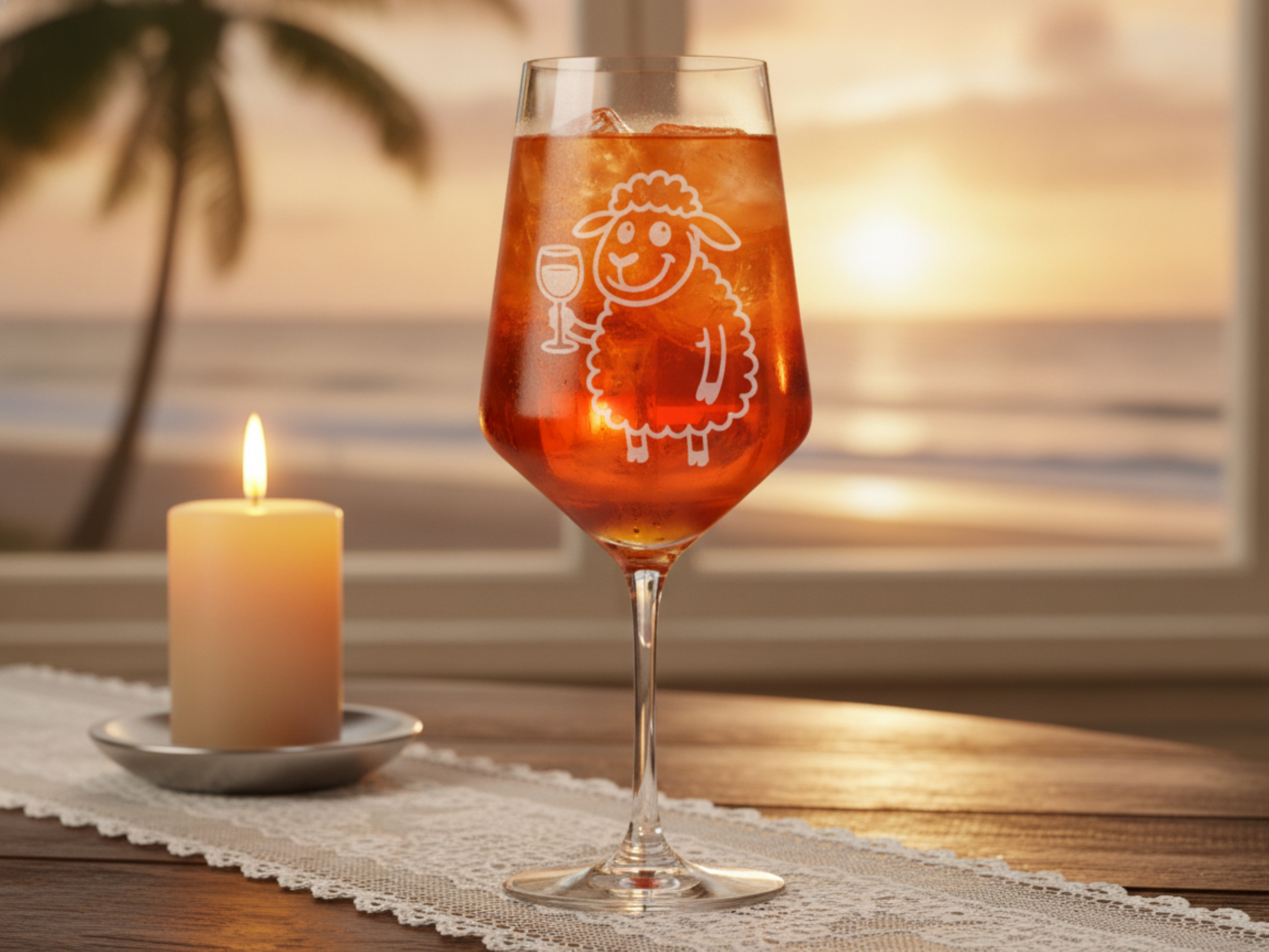 Weinglas Gravur Puppa Schaf trinkt Wein 350ml spülmaschinenfest elegantes Design Geschenk personalisiert - Vorschau 5