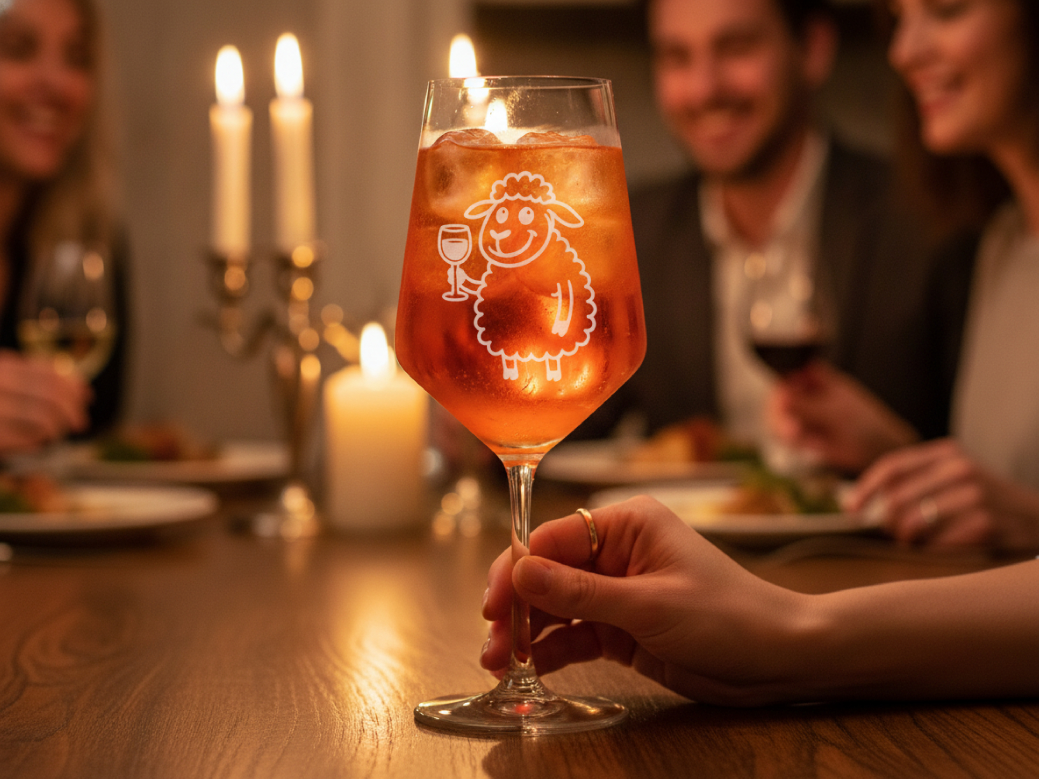 Weinglas Gravur Puppa Schaf trinkt Wein 350ml spülmaschinenfest elegantes Design Geschenk personalisiert - Vorschau 3
