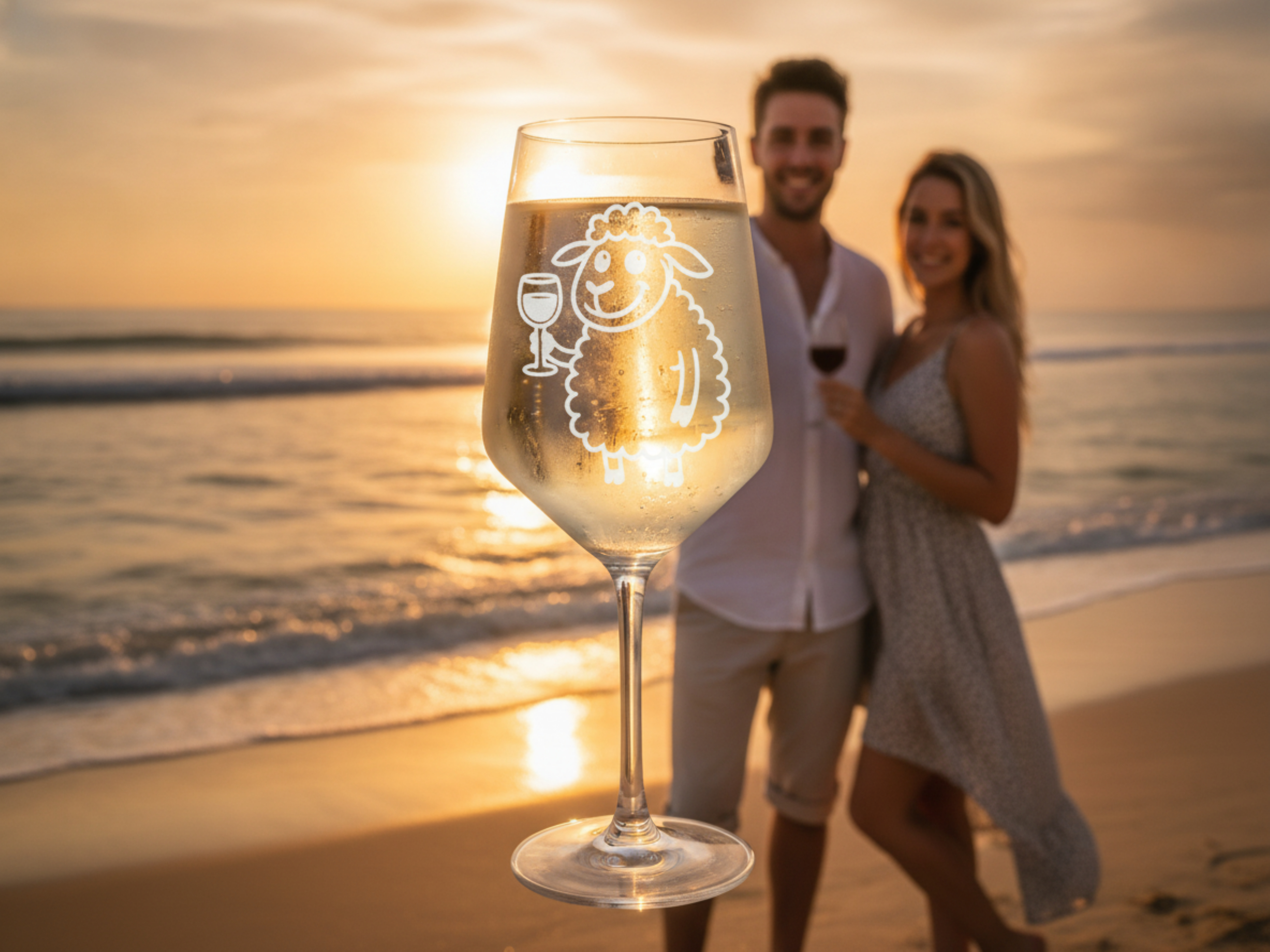 Weinglas Gravur Puppa Schaf trinkt Wein 350ml spülmaschinenfest elegantes Design Geschenk personalisiert - Vorschau 4