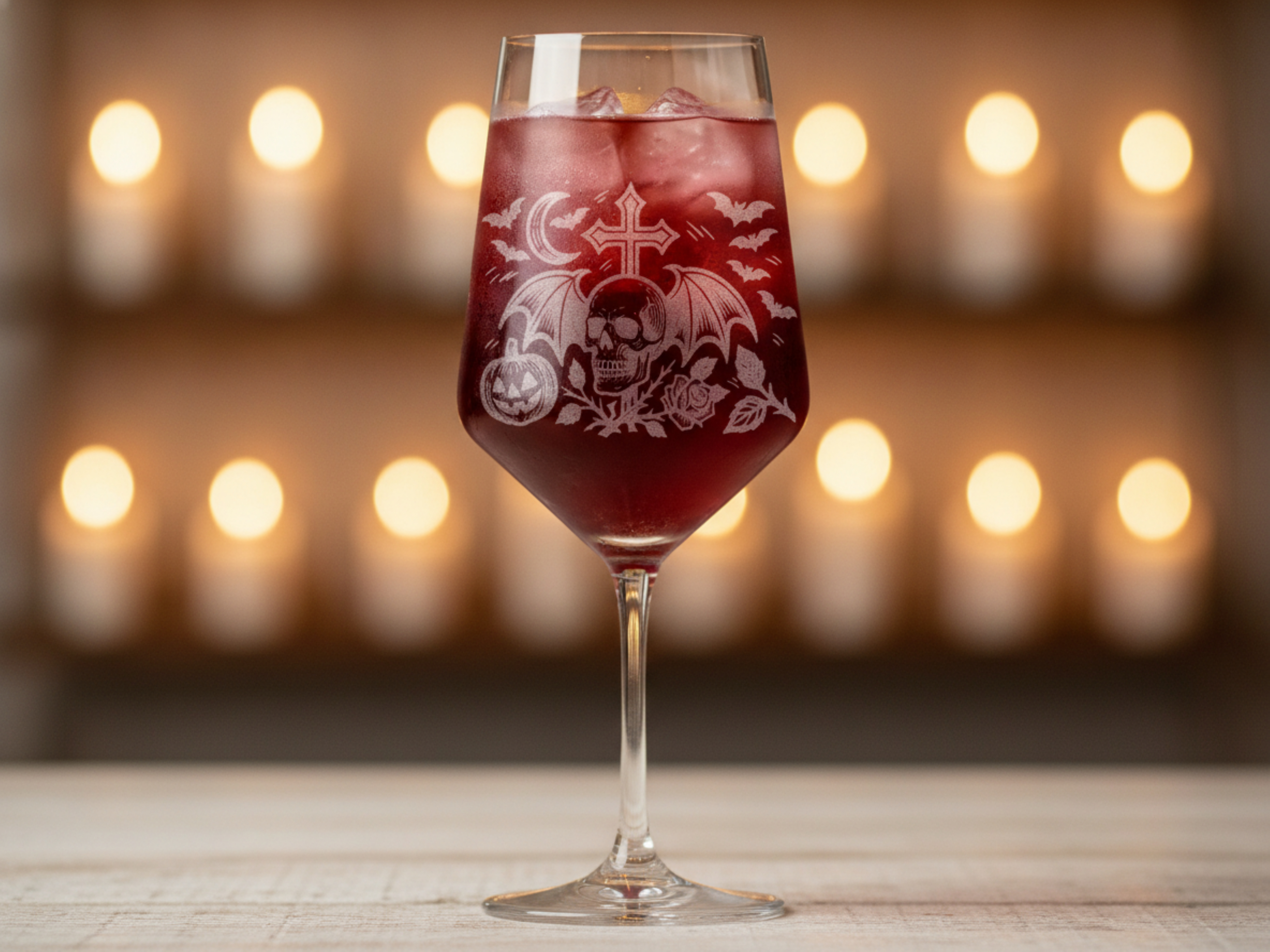 Helloween Gothic Totenkopf Weinglas 350ml spülmaschinenfest für Halloween Feiern - Vorschau 2