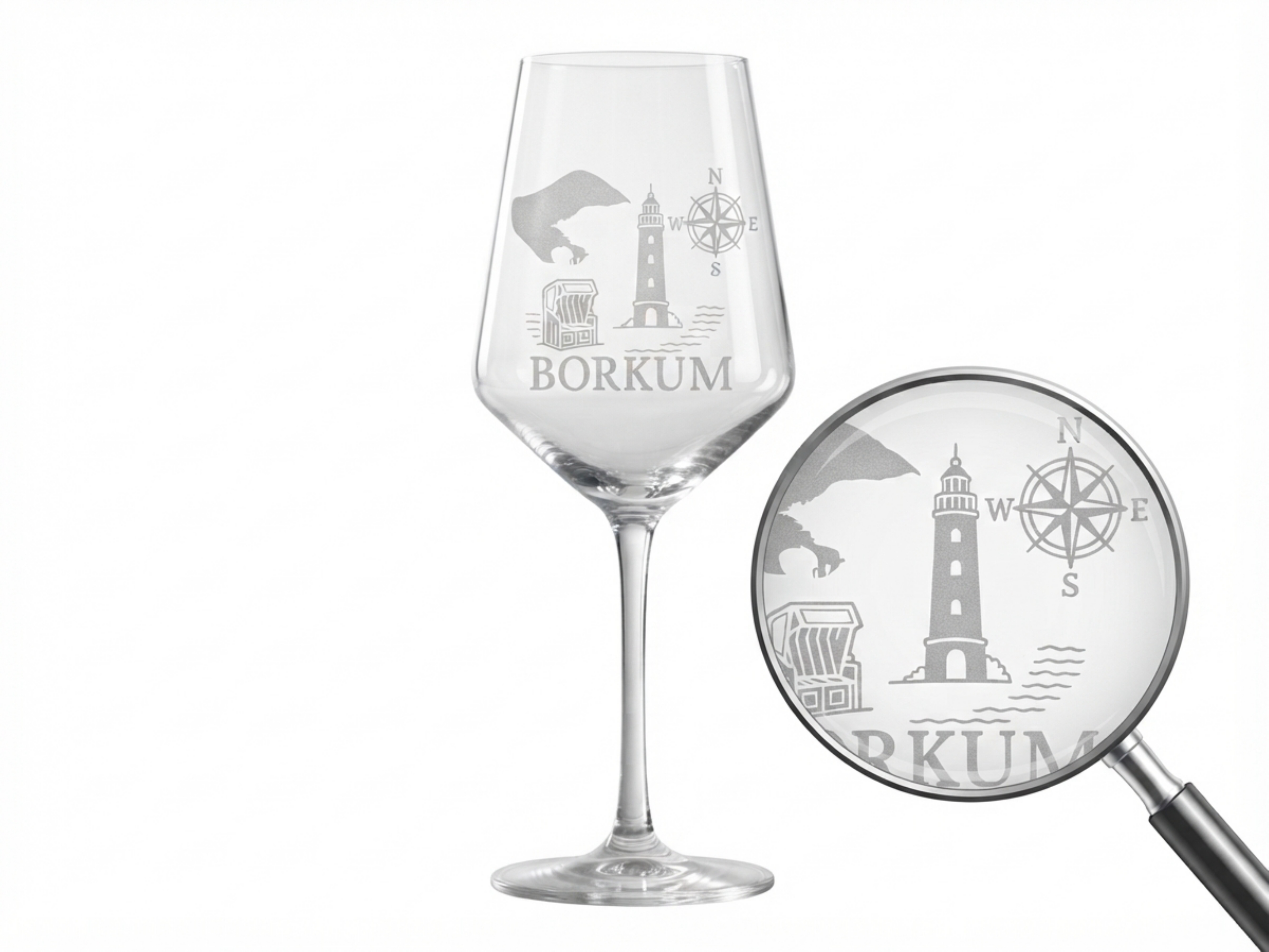 Weinglas Borkum 350ml spülmaschinenfest - stilvolles Trinkgefäß mit Gravur