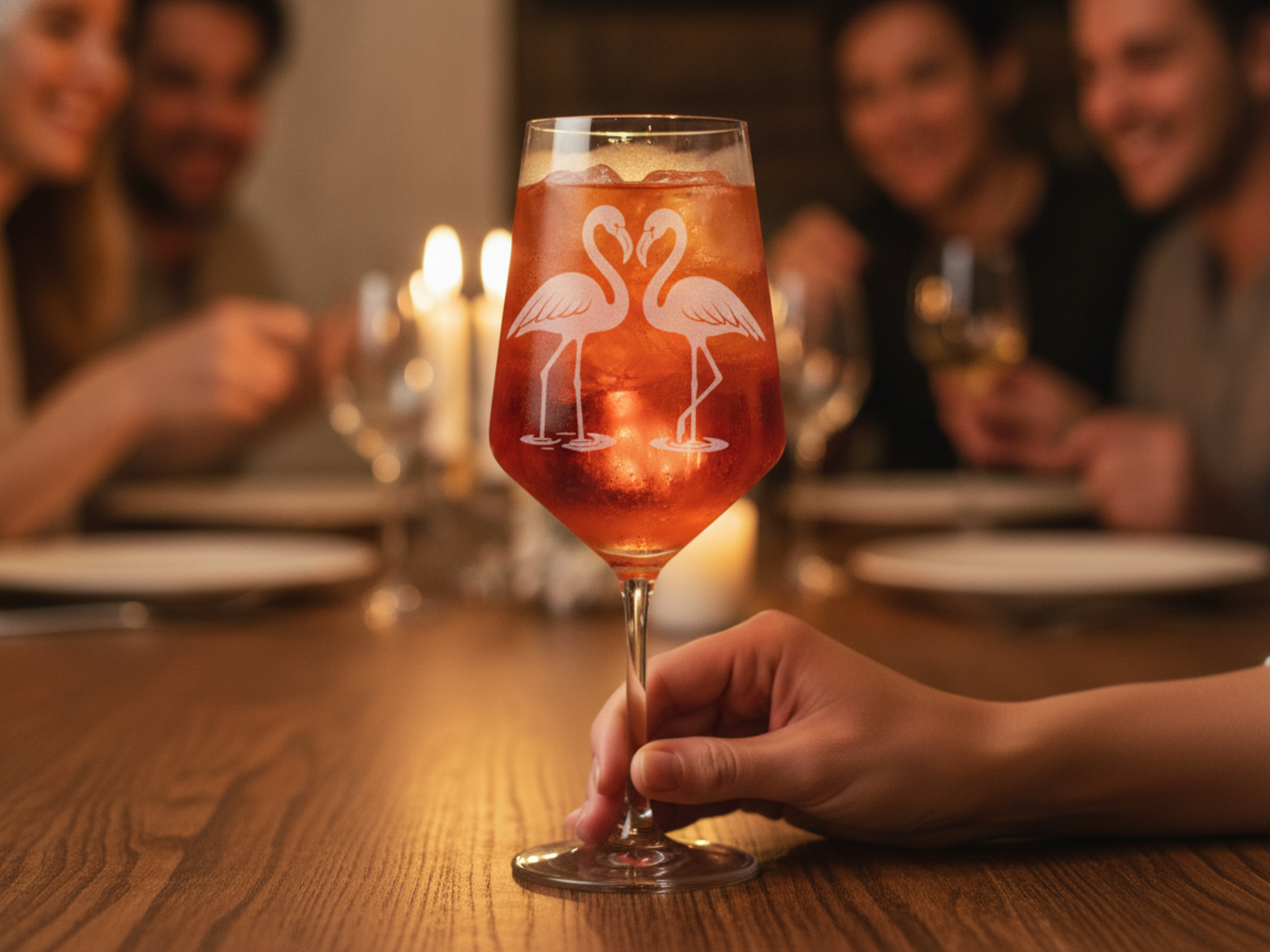 1x Weinglas Flamingo Gravur 350ml spülmaschinenfest für gesellige Anlässe - Vorschau 3