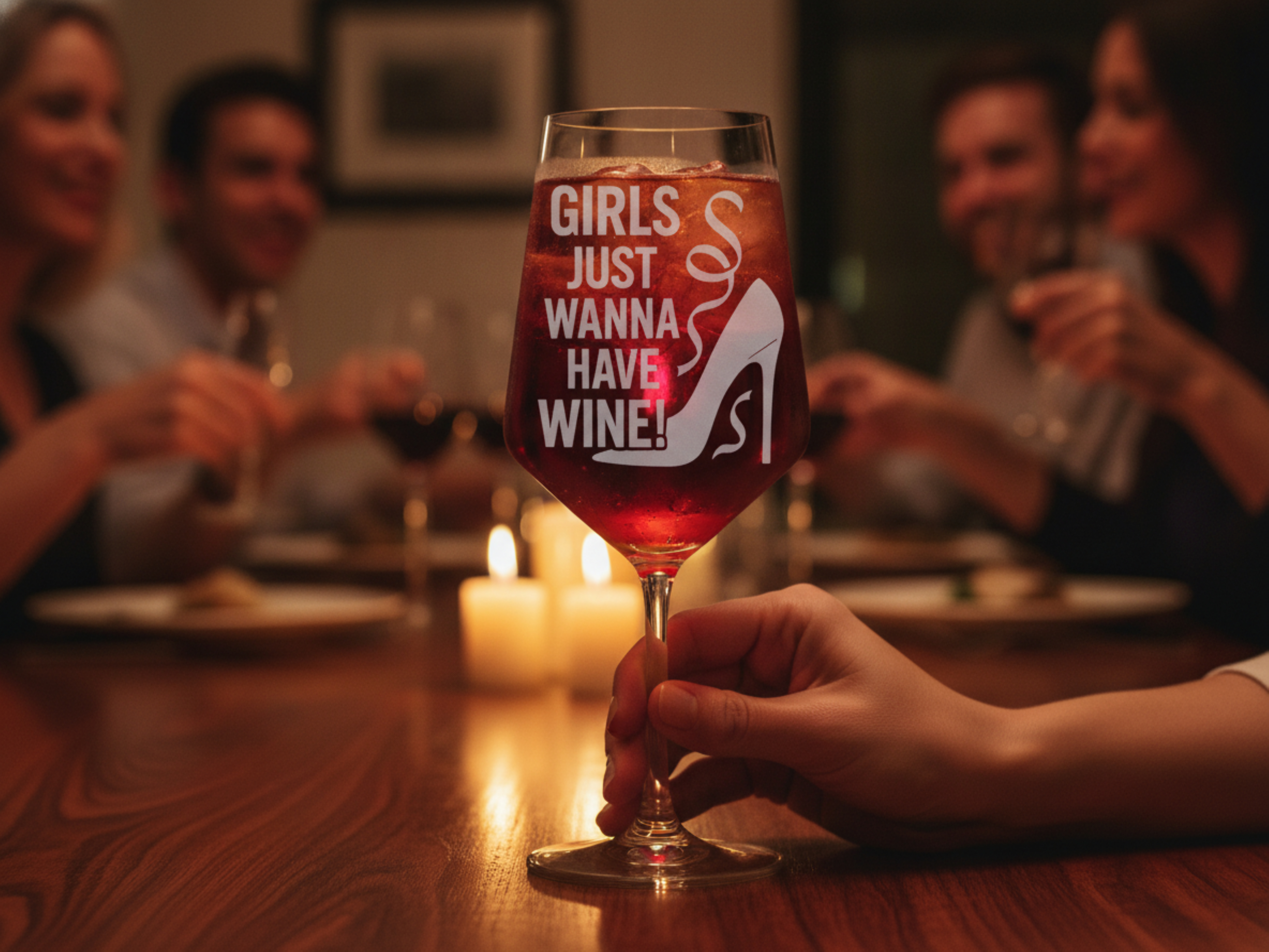 Weinglas mit Gravur Girls just wanna have wine 350ml spülmaschinenfest für gesellige Abende - Vorschau 3