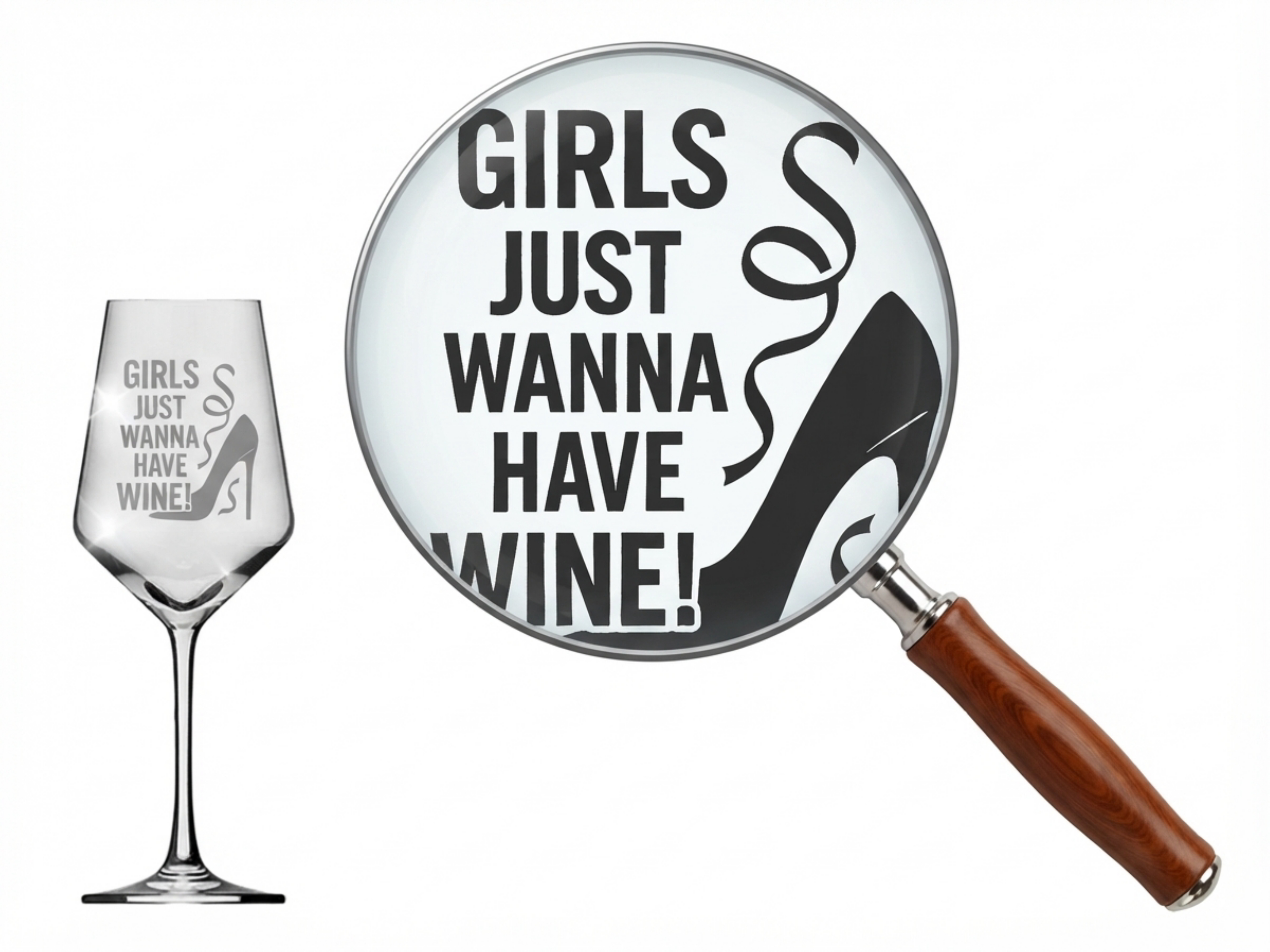 Weinglas mit Spruch-Gravur 'Girls just want to have wine' 350ml spülmaschinenfest für gesellige Abende
