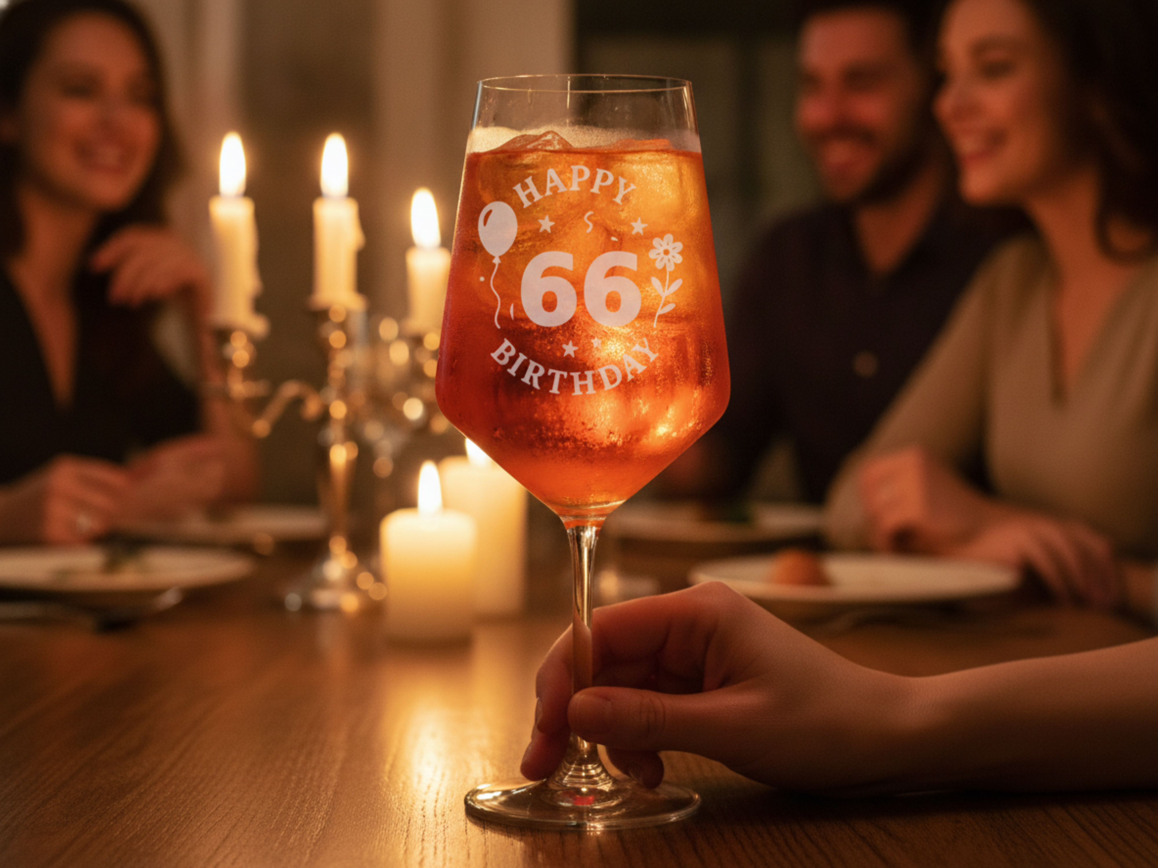 Weinglas Gravur Happy Birthday 66 Geburtstag 350ml spülmaschinenfest - Vorschau 3
