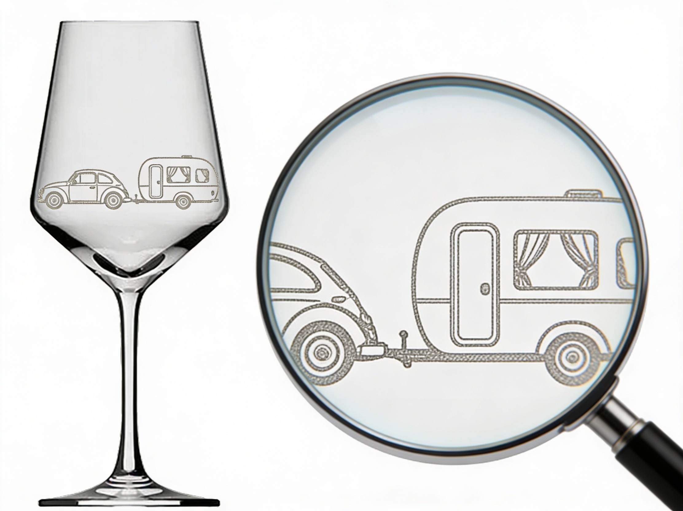 Weinglas 350 ml mit Gravur Camper und Wohnwagen spülmaschinenfest ideal für Weinliebhaber