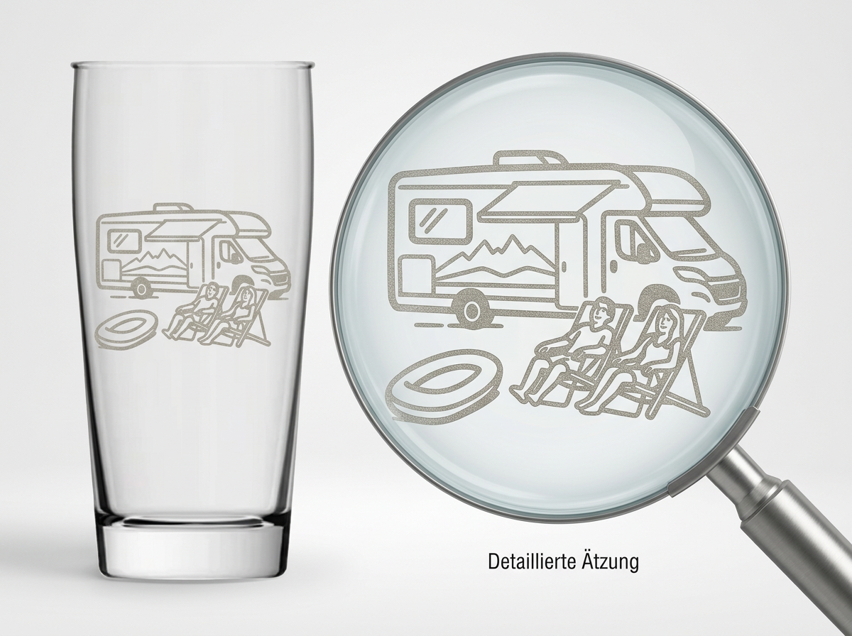 Bierglas Gravur Camper mit Wohnmobil spülmaschinenfest 500ml Valhalla