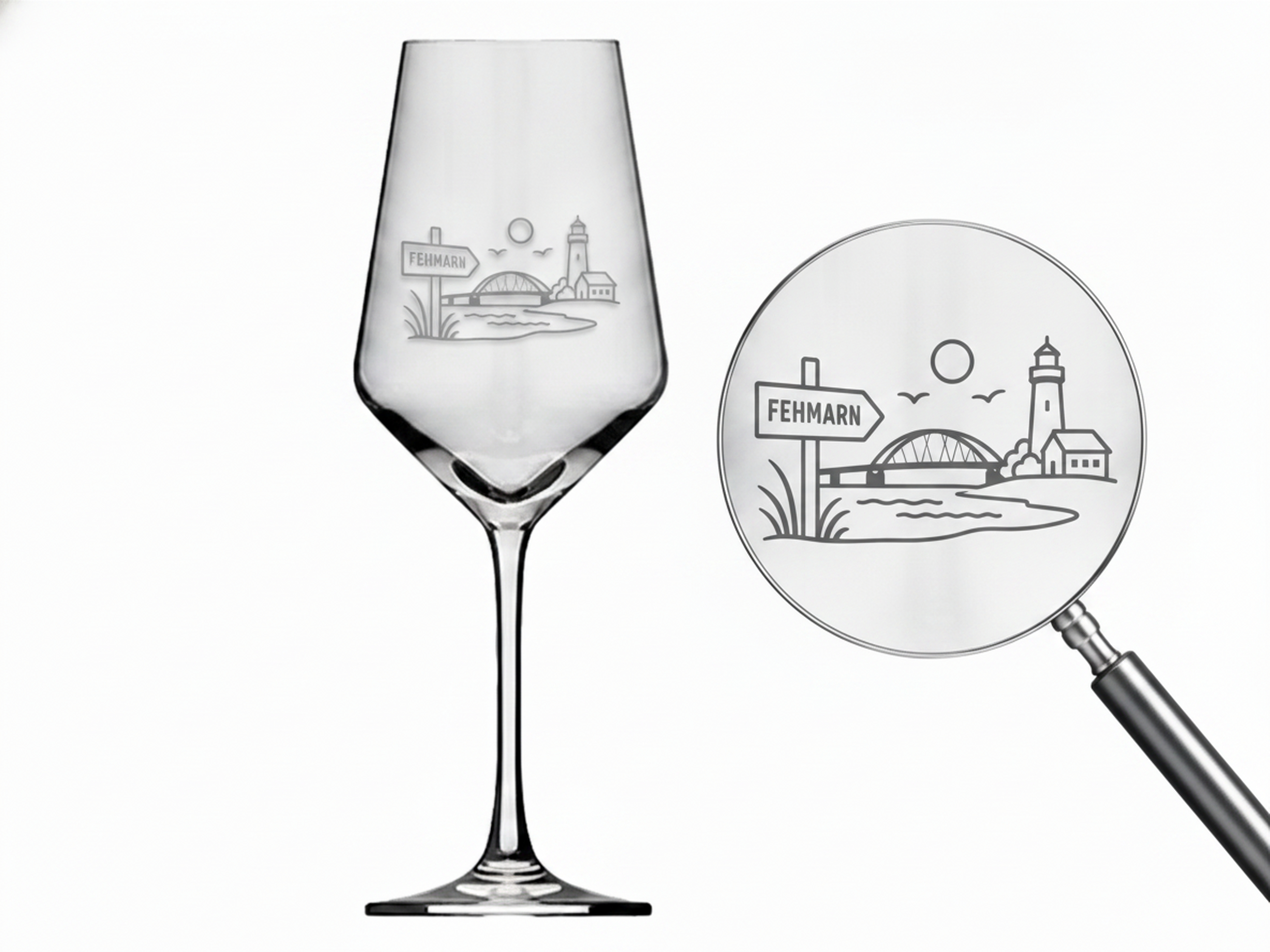 Weinglas Insel Fehmarn elegante Gravur spülmaschinenfest 350 ml Glas
