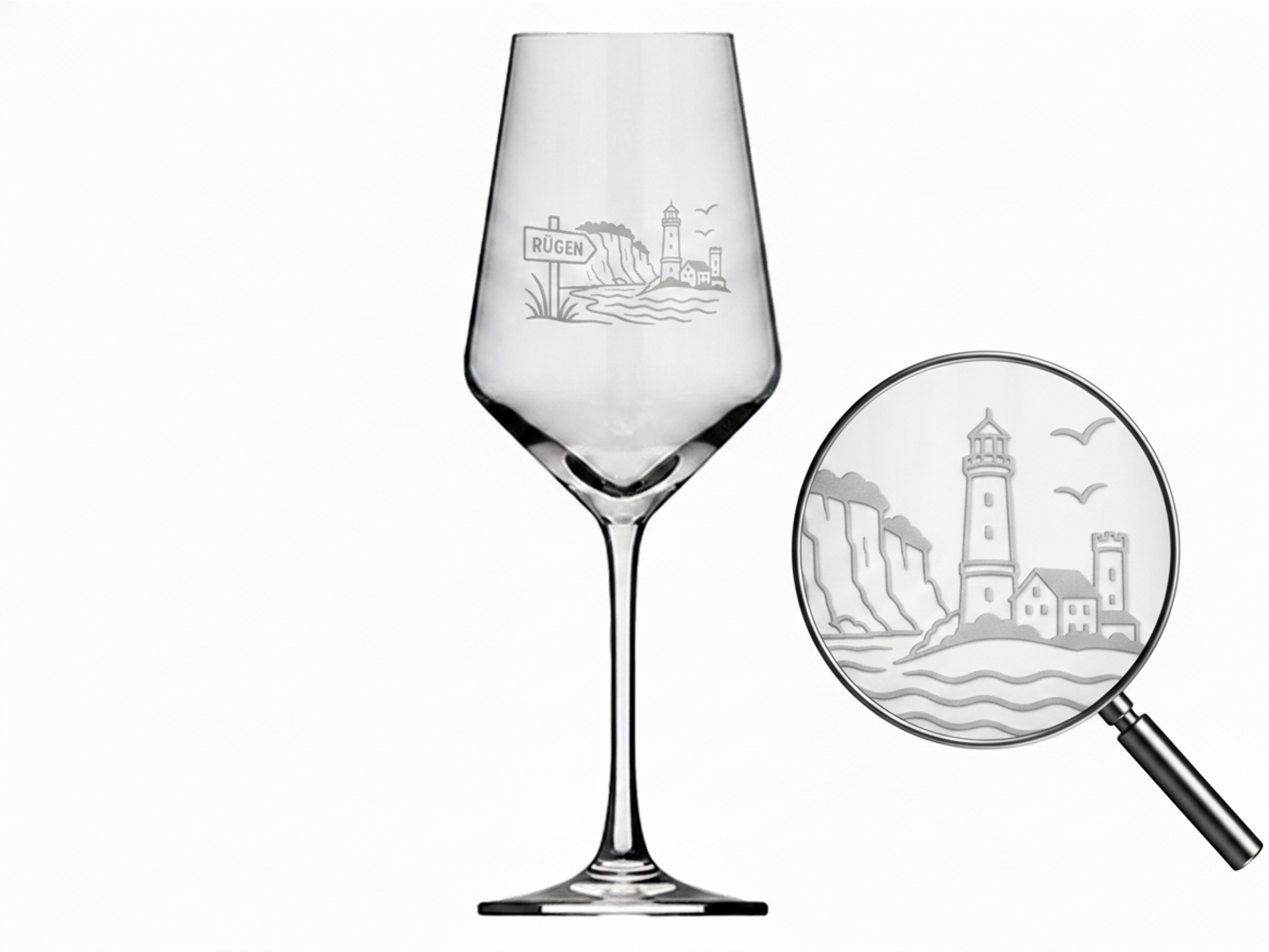 Weinglas Insel Rügen elegante Gravur spülmaschinenfest 350 ml stilvoll und robust