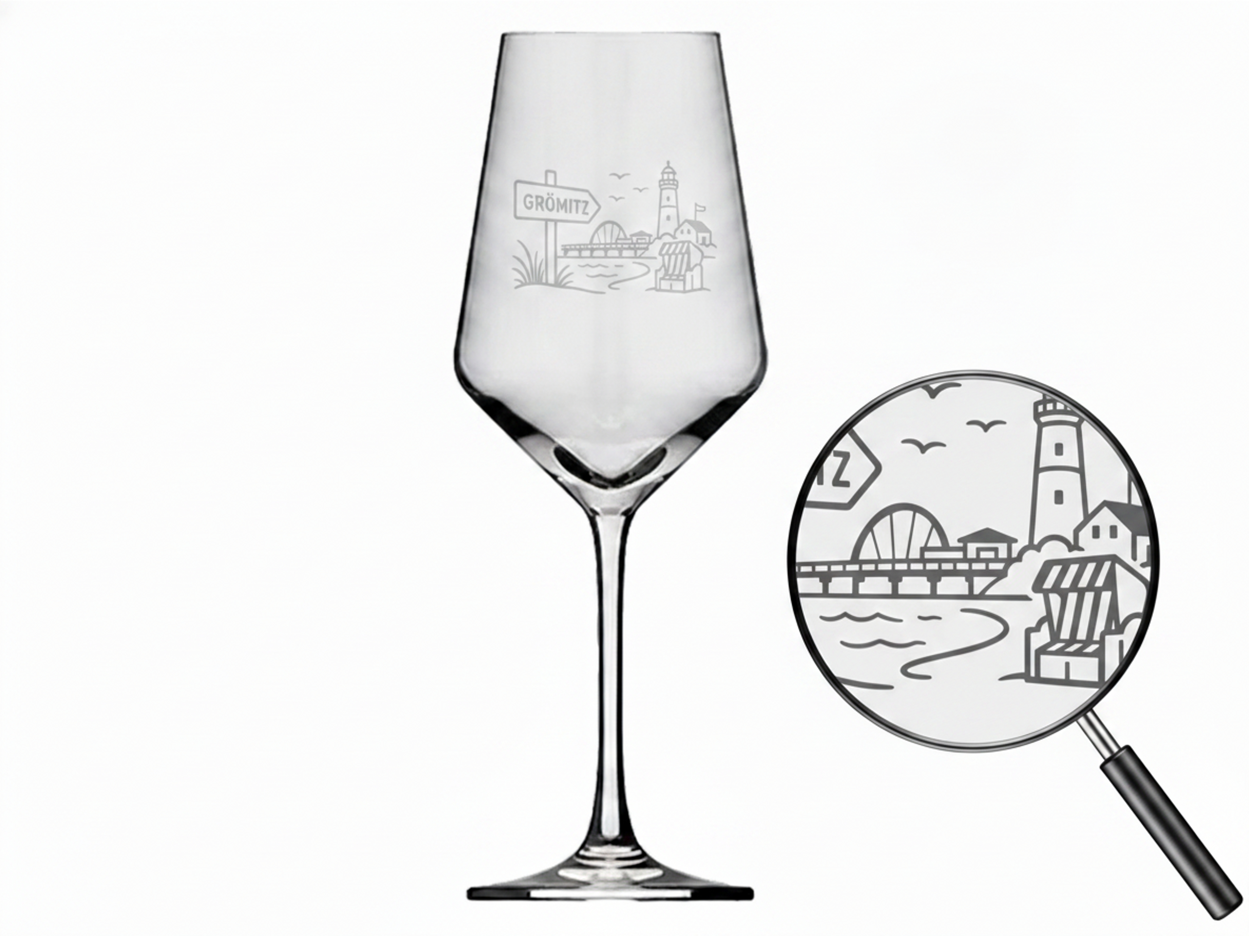 Weinglas Grömitz elegante Gravur spülmaschinenfest 350 ml robust und stylish