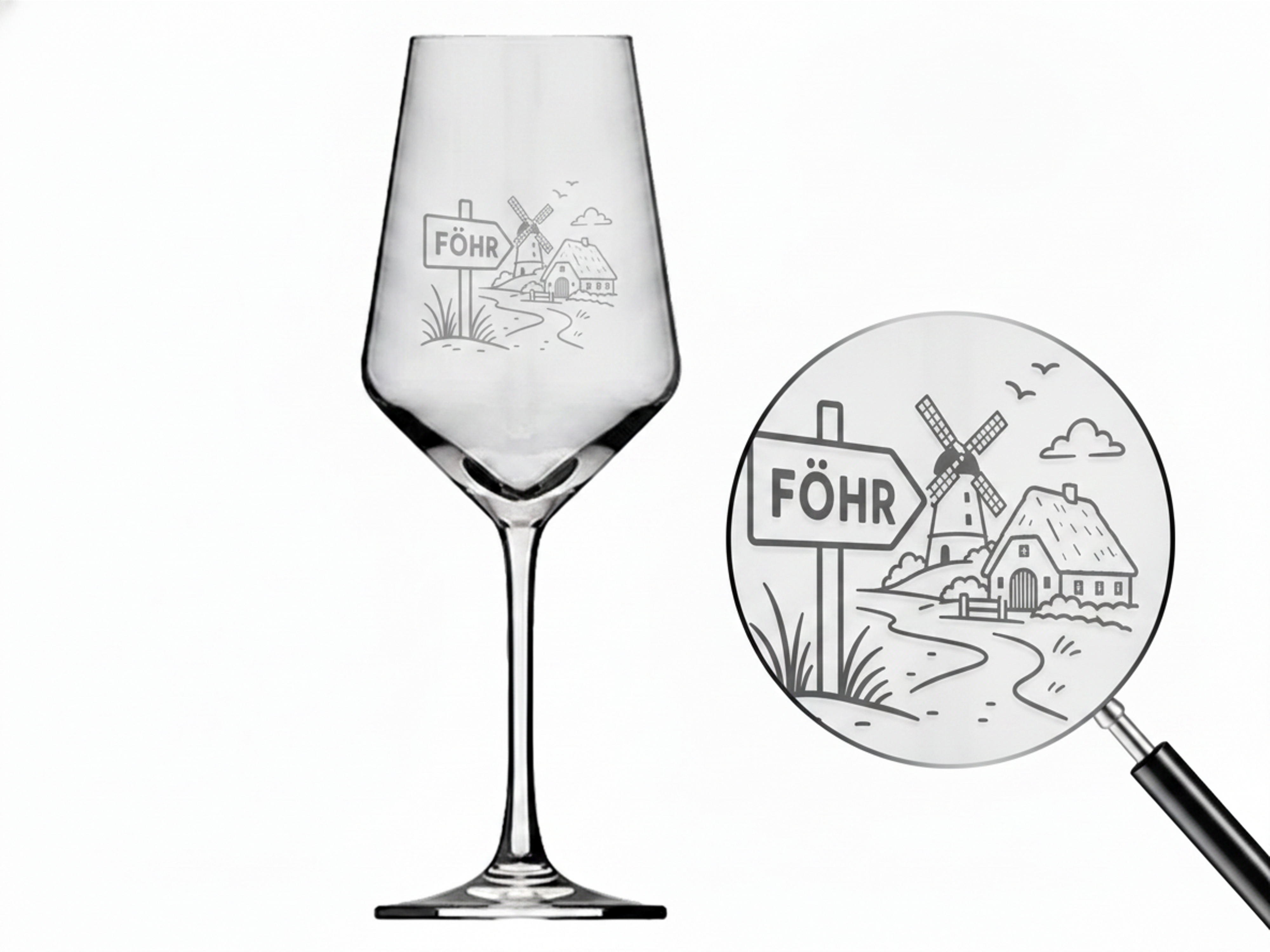 Weinglas Insel Föhr elegante Gravur spülmaschinenfest 350 ml robustes Design