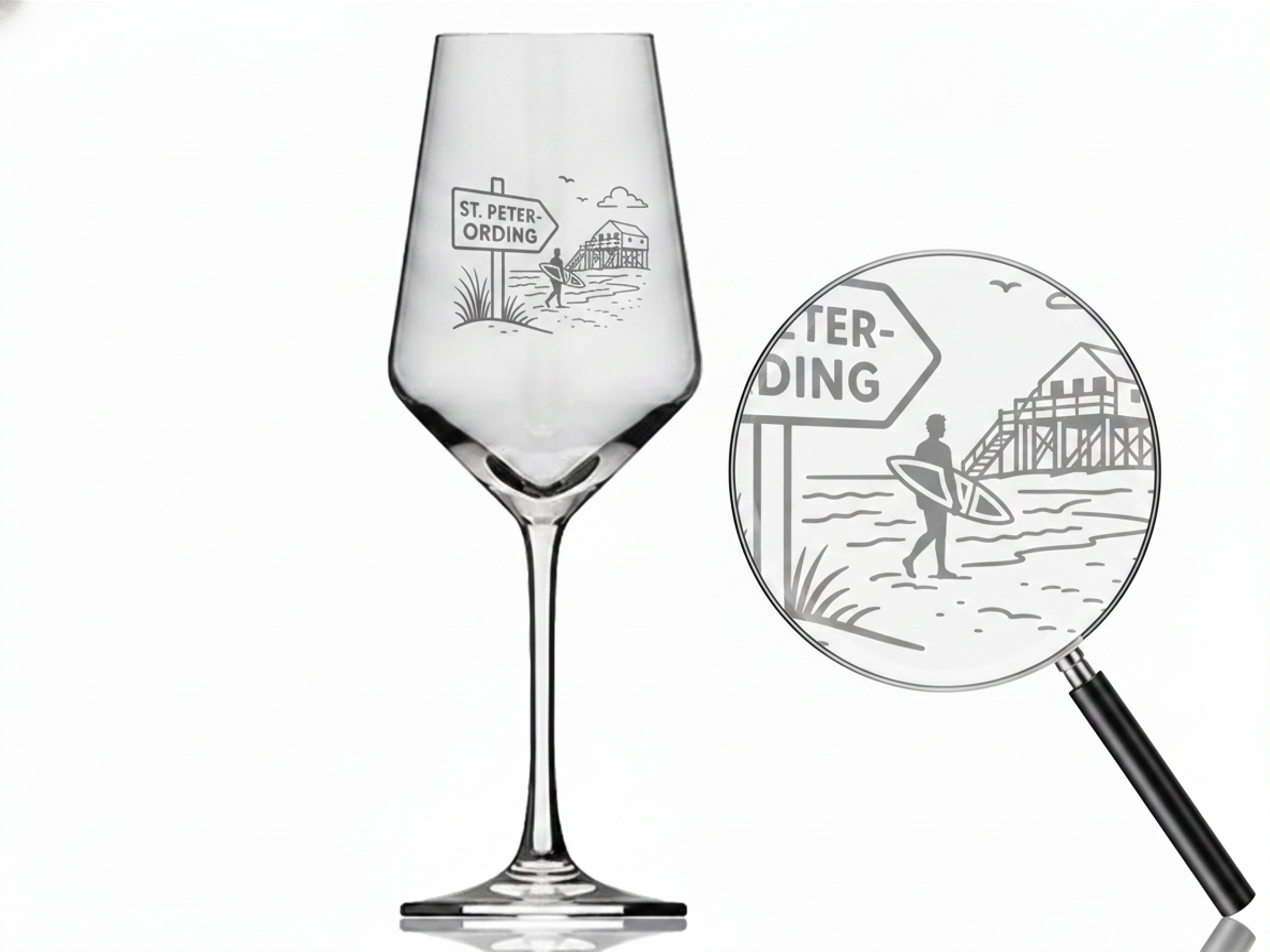 Weinglas St. Peter-Ording elegante Gravur spülmaschinenfest 350 ml hochwertig